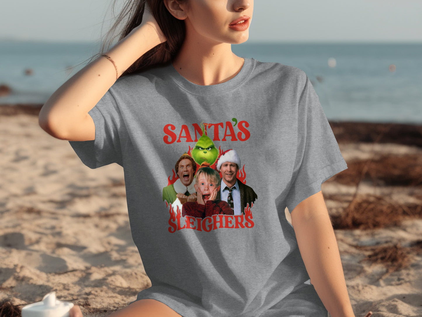 Santa's Sleighers T-Shirt with Festive Characters Print