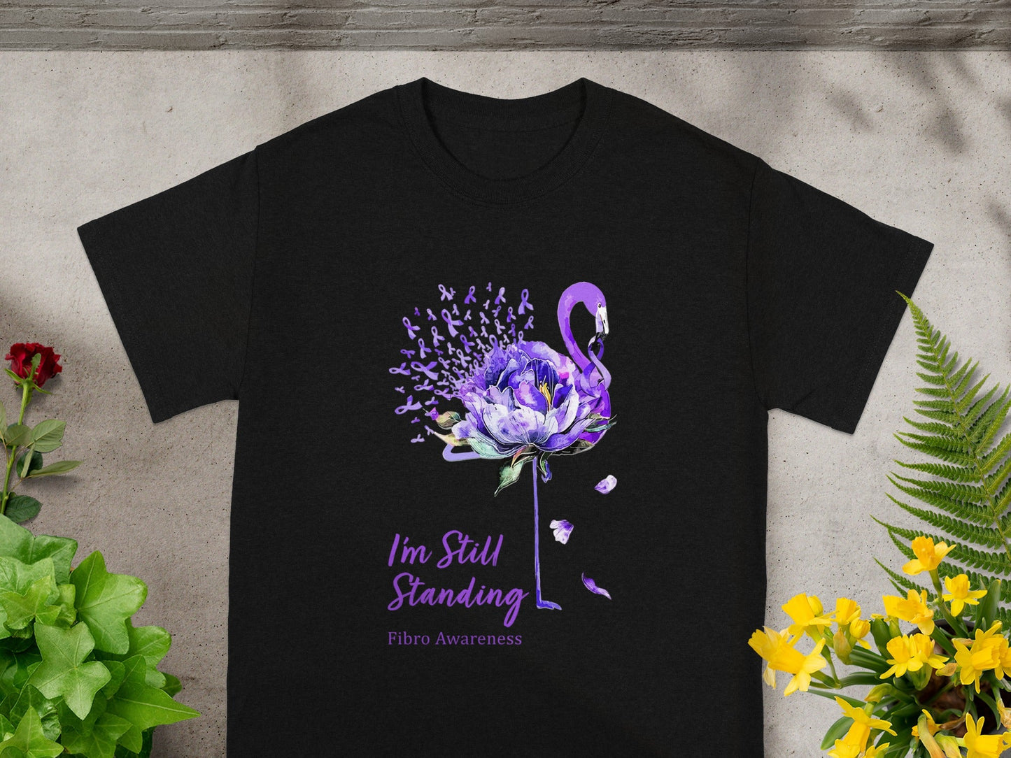 I'm Still Standing Fibro Awareness Flamingo T-shirt