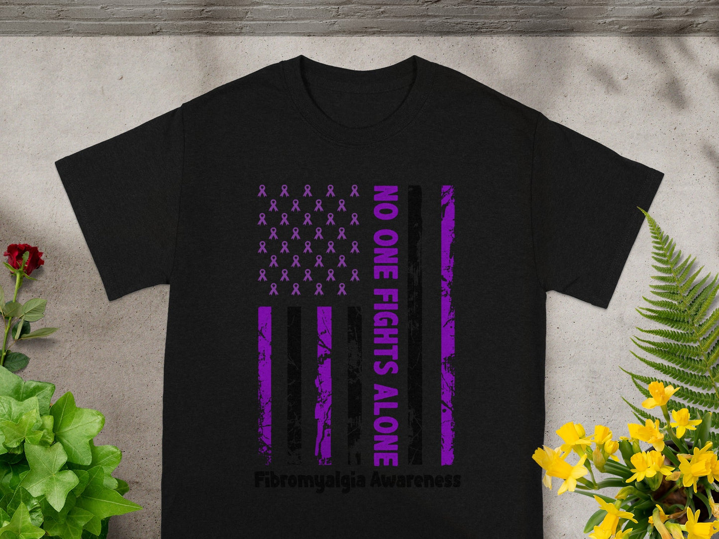 No One Fights Alone Fibromyalgia Awareness Shirt