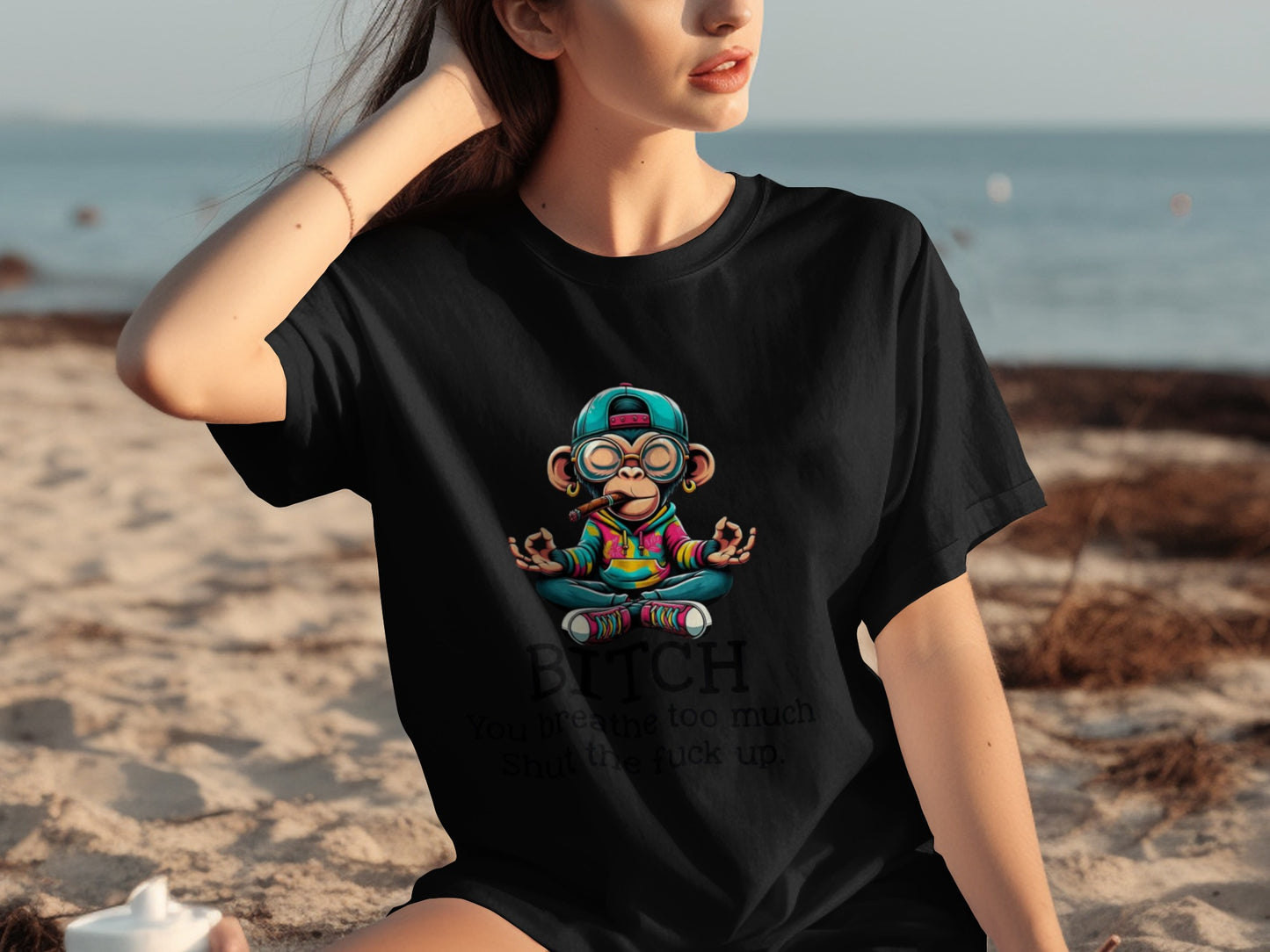 Colorful Meditating Monkey with Attitude Shirt