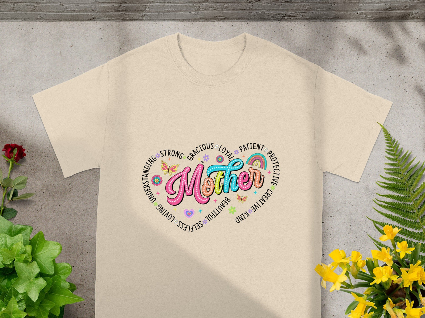 Colorful Mother Design Heart Words T-Shirt Product