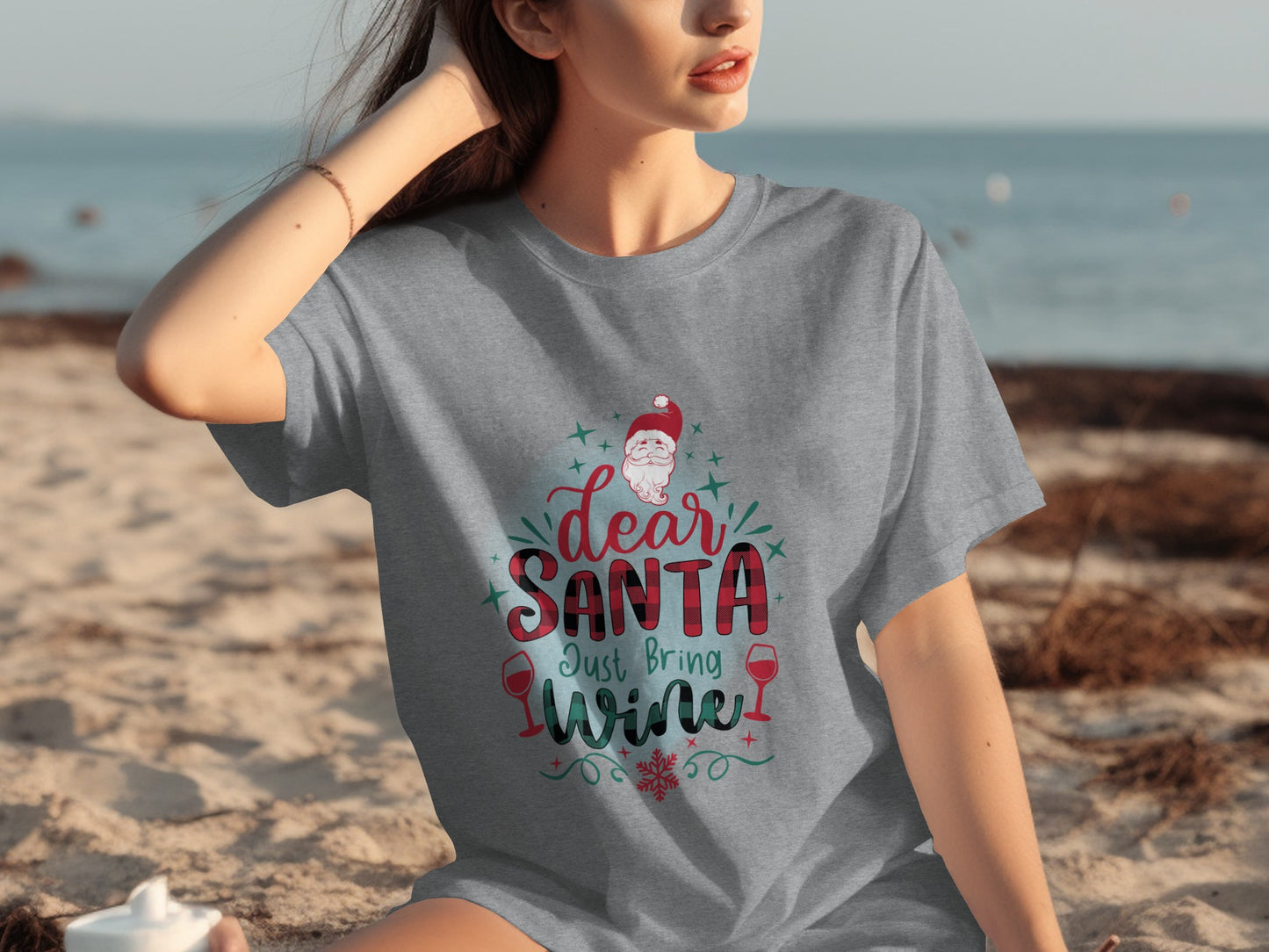 Dear Santa Just Bring Wine Christmas T-shirt