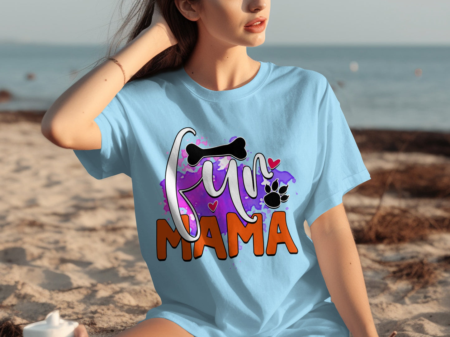 Fun Mama Paw Print Graphic T-shirt for Dog Lovers