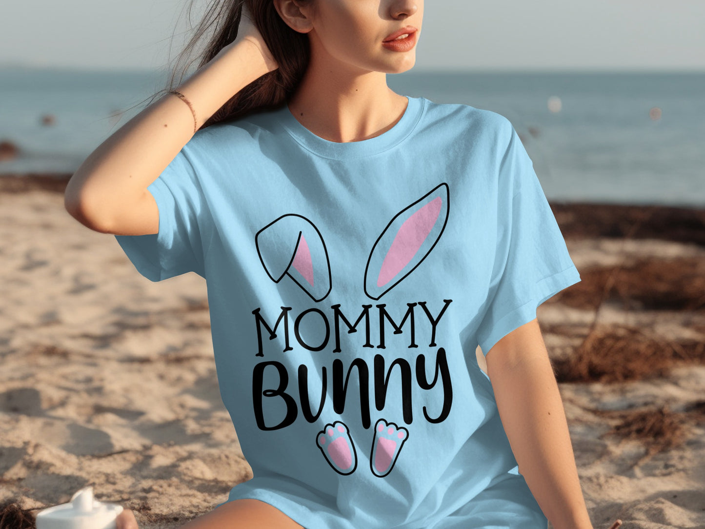 Mommy Bunny T-Shirt Perfect for Fun Beach Days