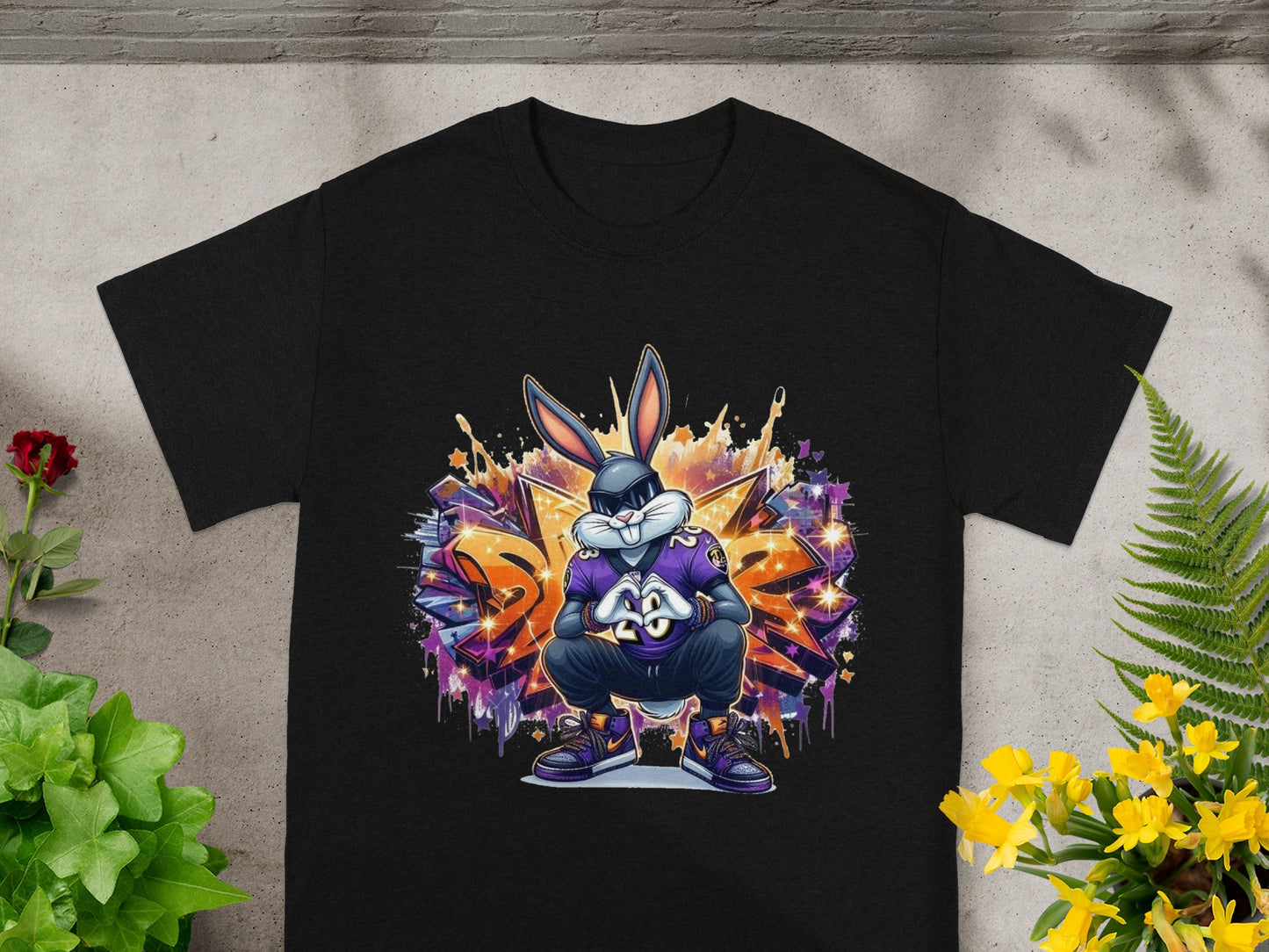 Cool Urban Street Art Bunny T-shirt Graphic Tee Design