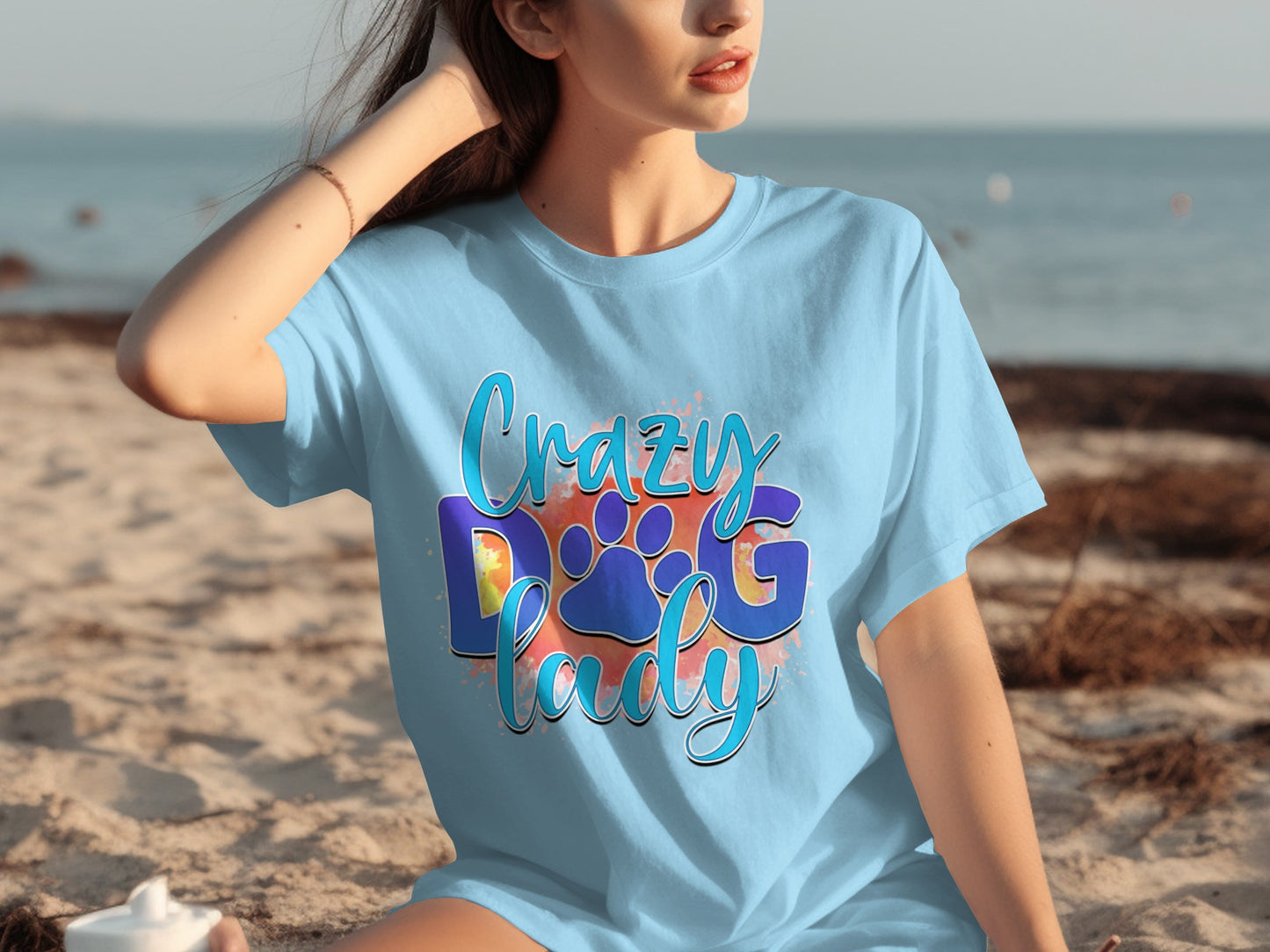 Crazy Dog Lady Colorful Graphic Tee Shirt