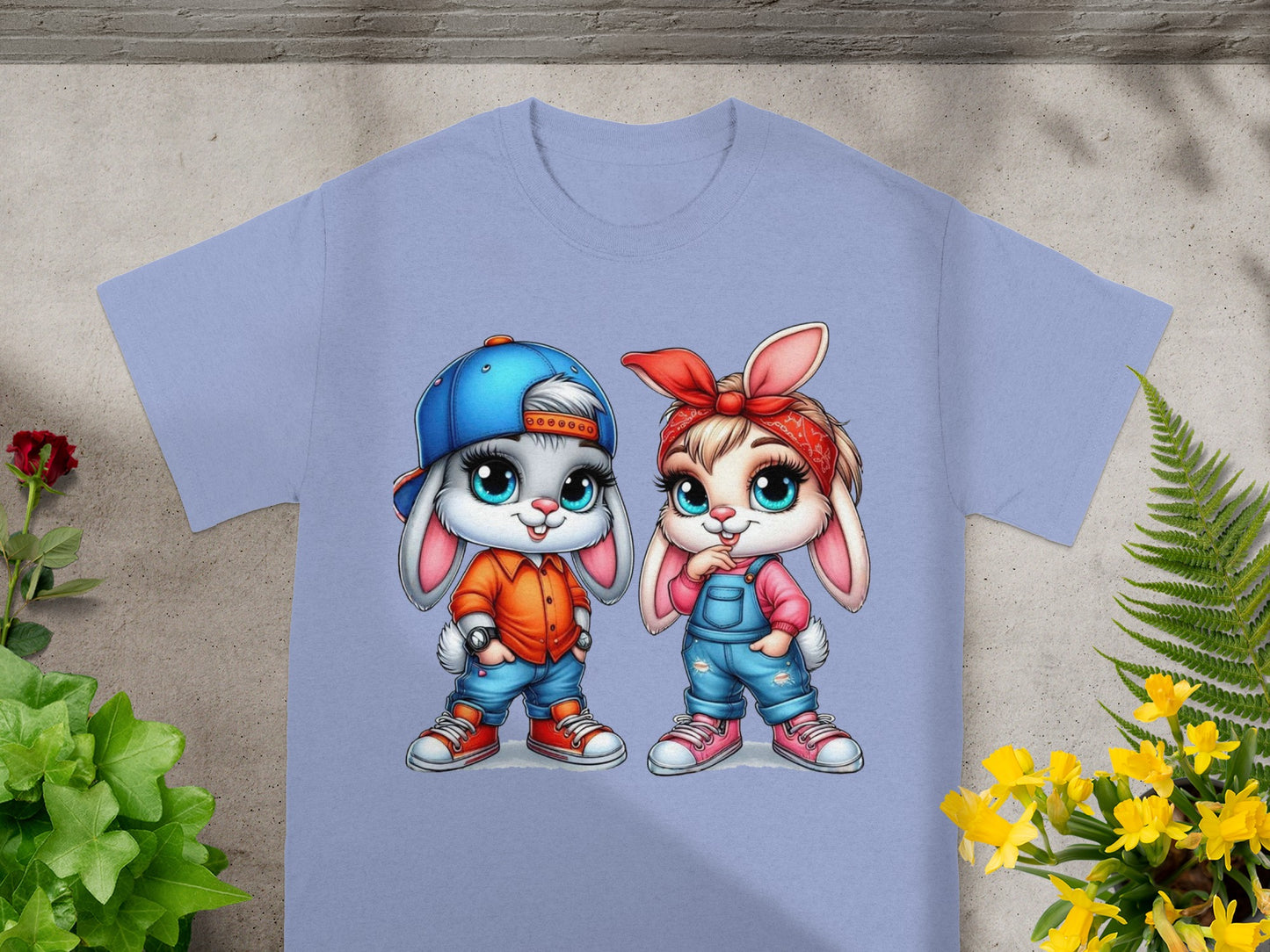 Playful Street Style Bunny Duo T-Shirt