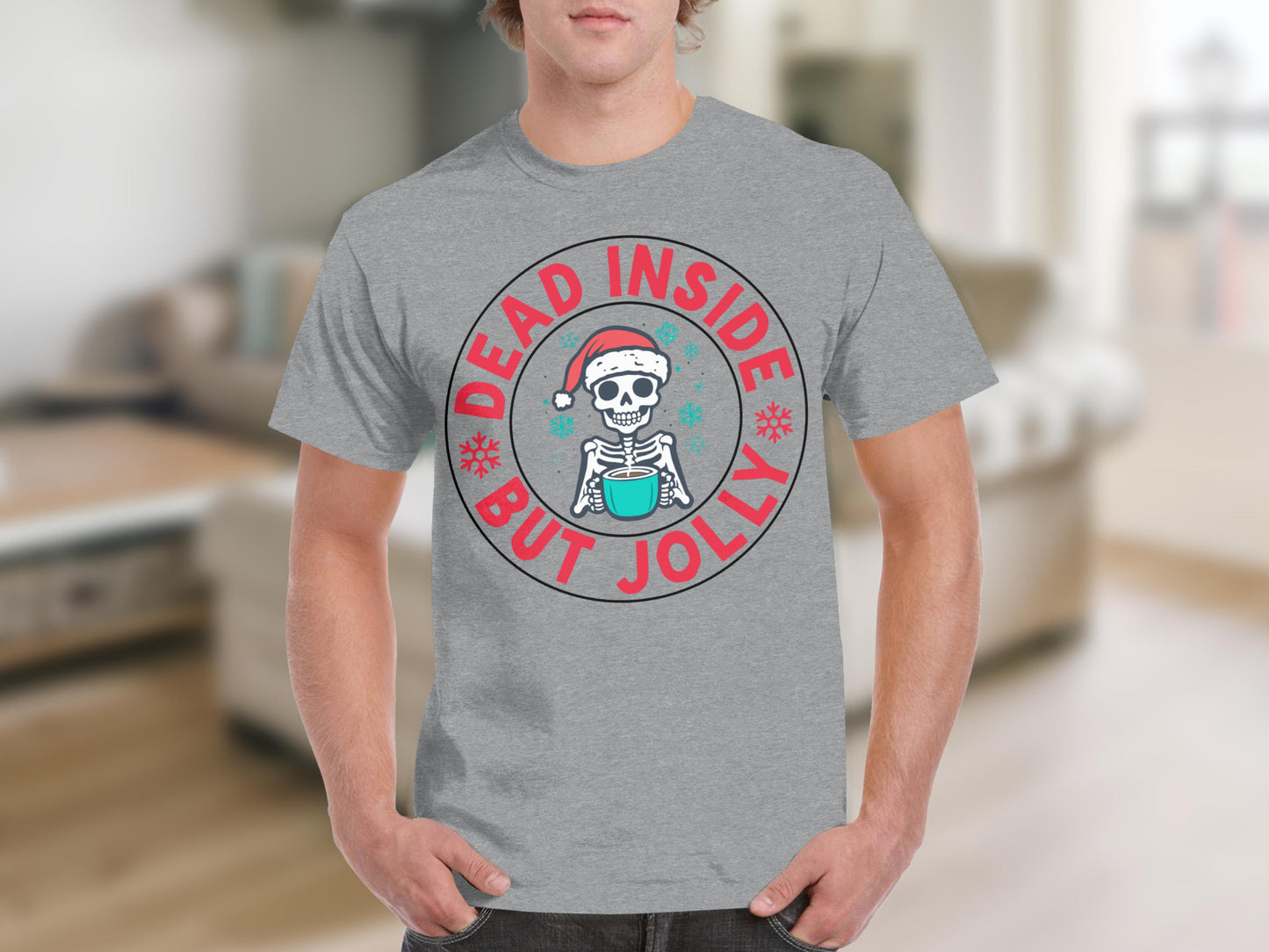 Dead Inside but Jolly Skeleton Holiday T-shirt