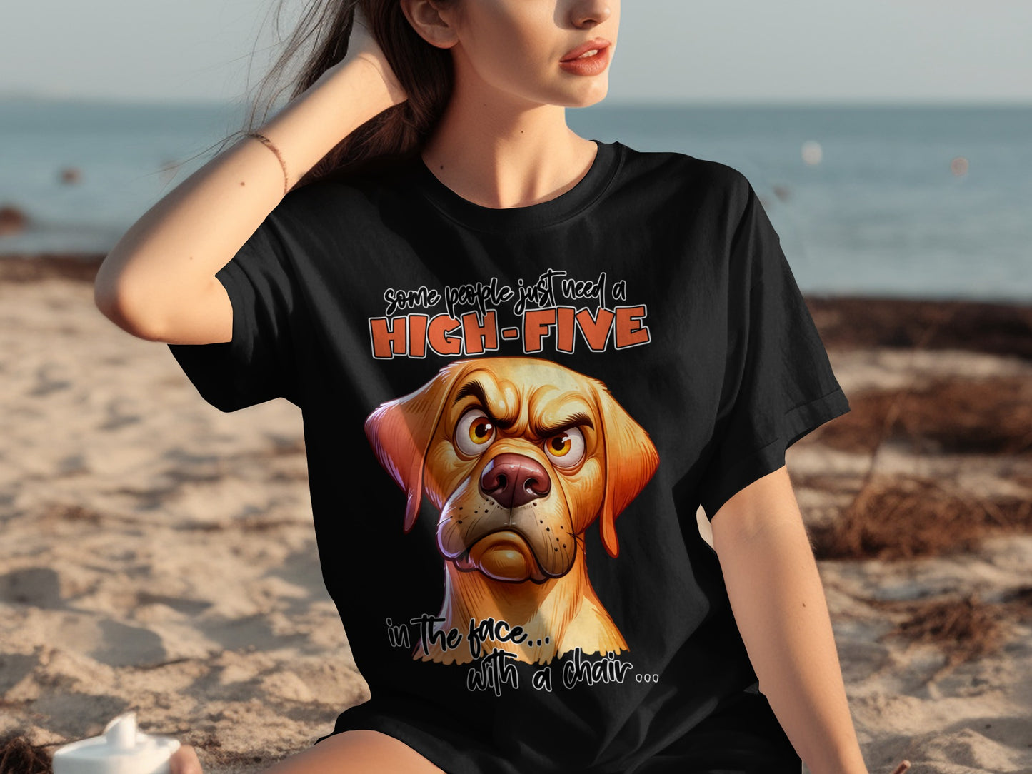 Funny High-Five Requiring Dog Graphic T-Shirt
