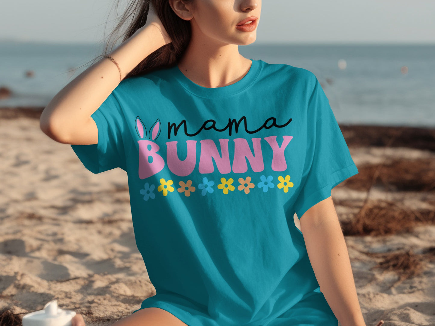 Mama Bunny Colorful Easter Floral Design T-shirt