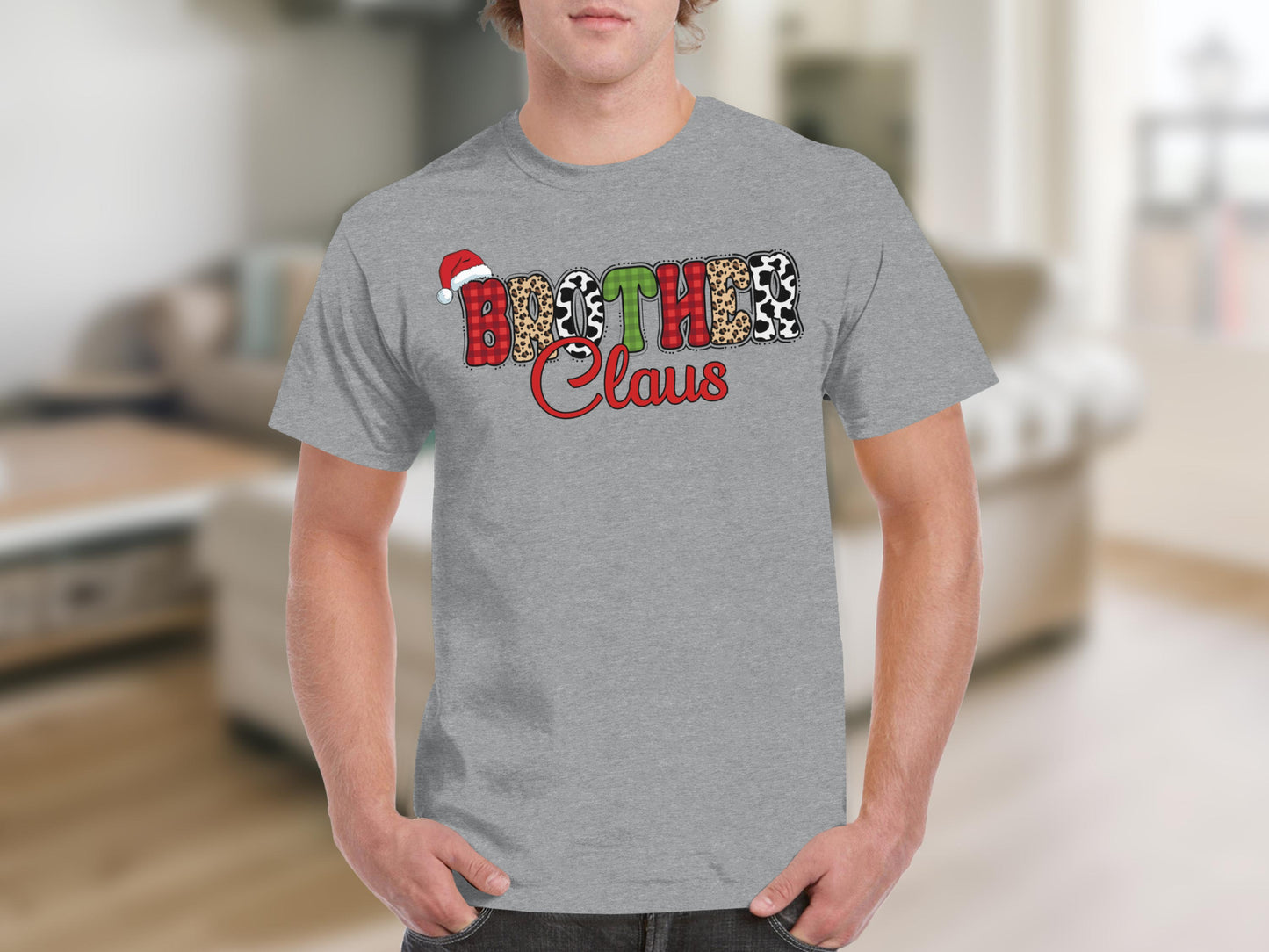 Brother Claus Santa Hat Animal Print Graphic Shirt