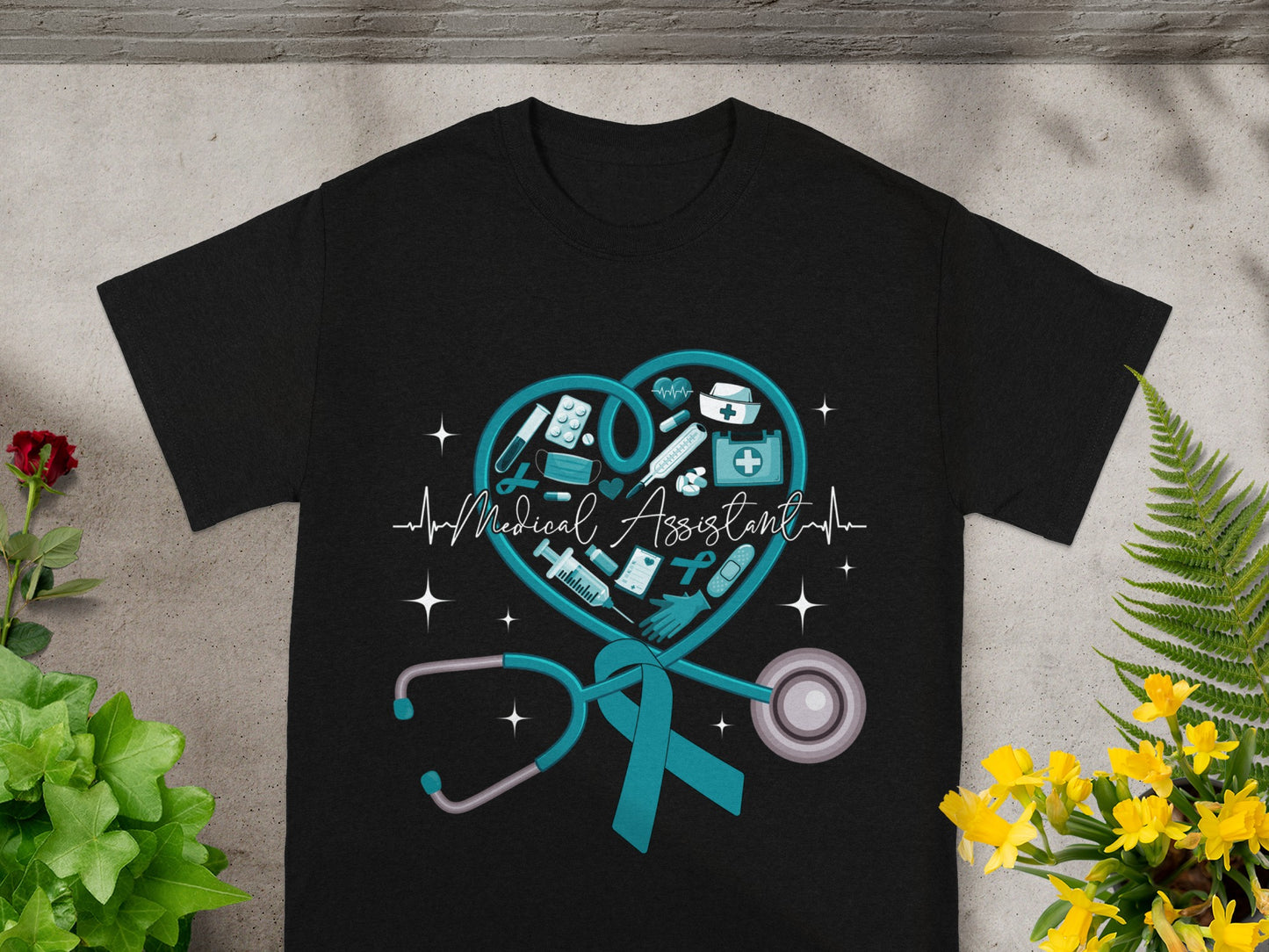 Medical Assistant Heartbeat Graphic T-shirt