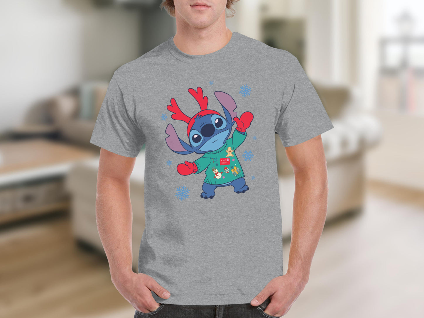 Christmas Stitch with Antlers Ugly Sweater T-Shirt