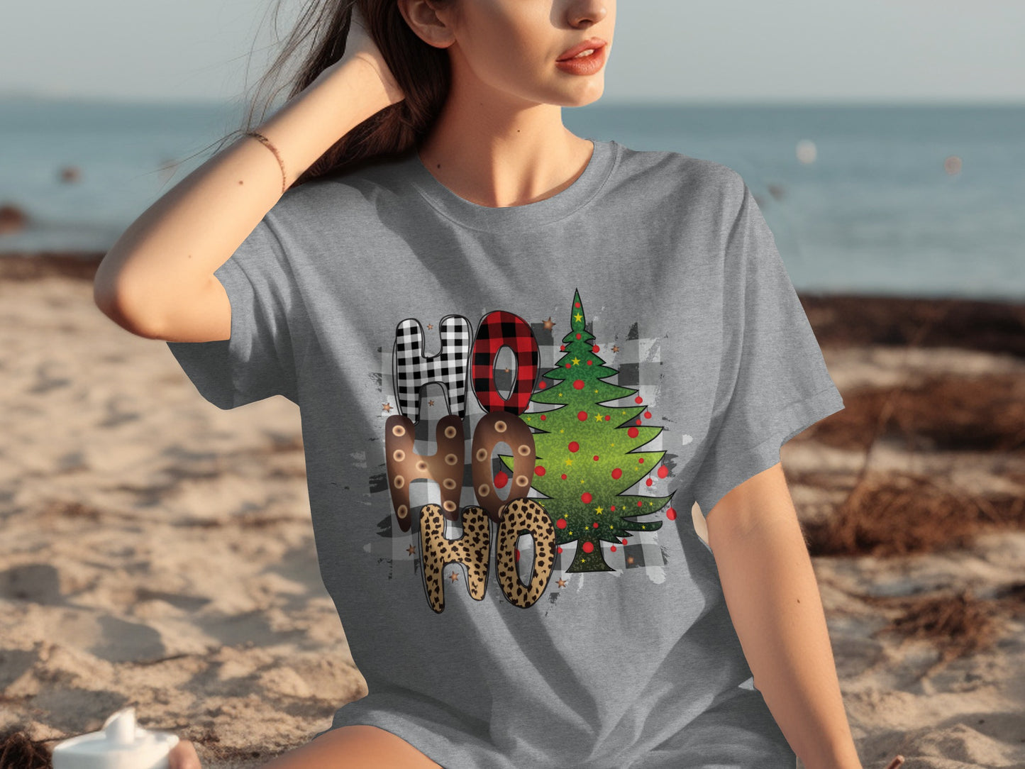 Festive Ho Ho Ho Christmas Tree Graphic Shirt