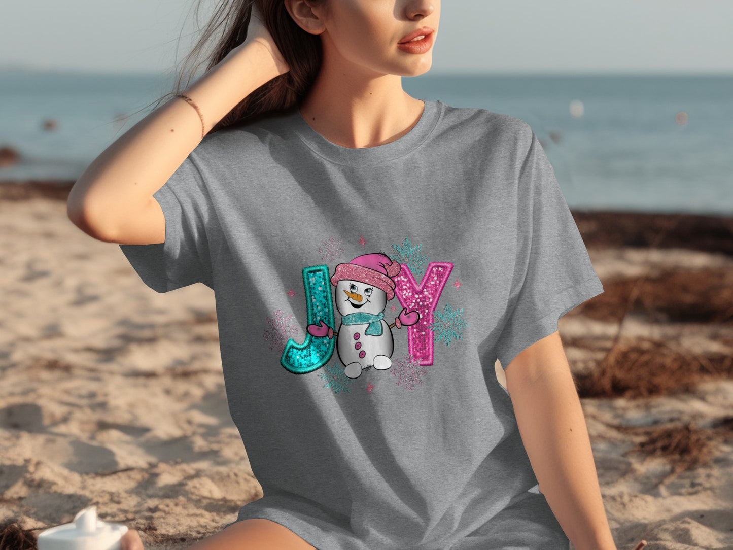Festive Joy Snowman Graphic Short Sleeve T-Shirt