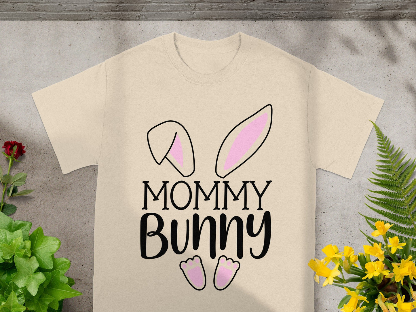 Cute Mommy Bunny Graphic T-Shirt for Moms