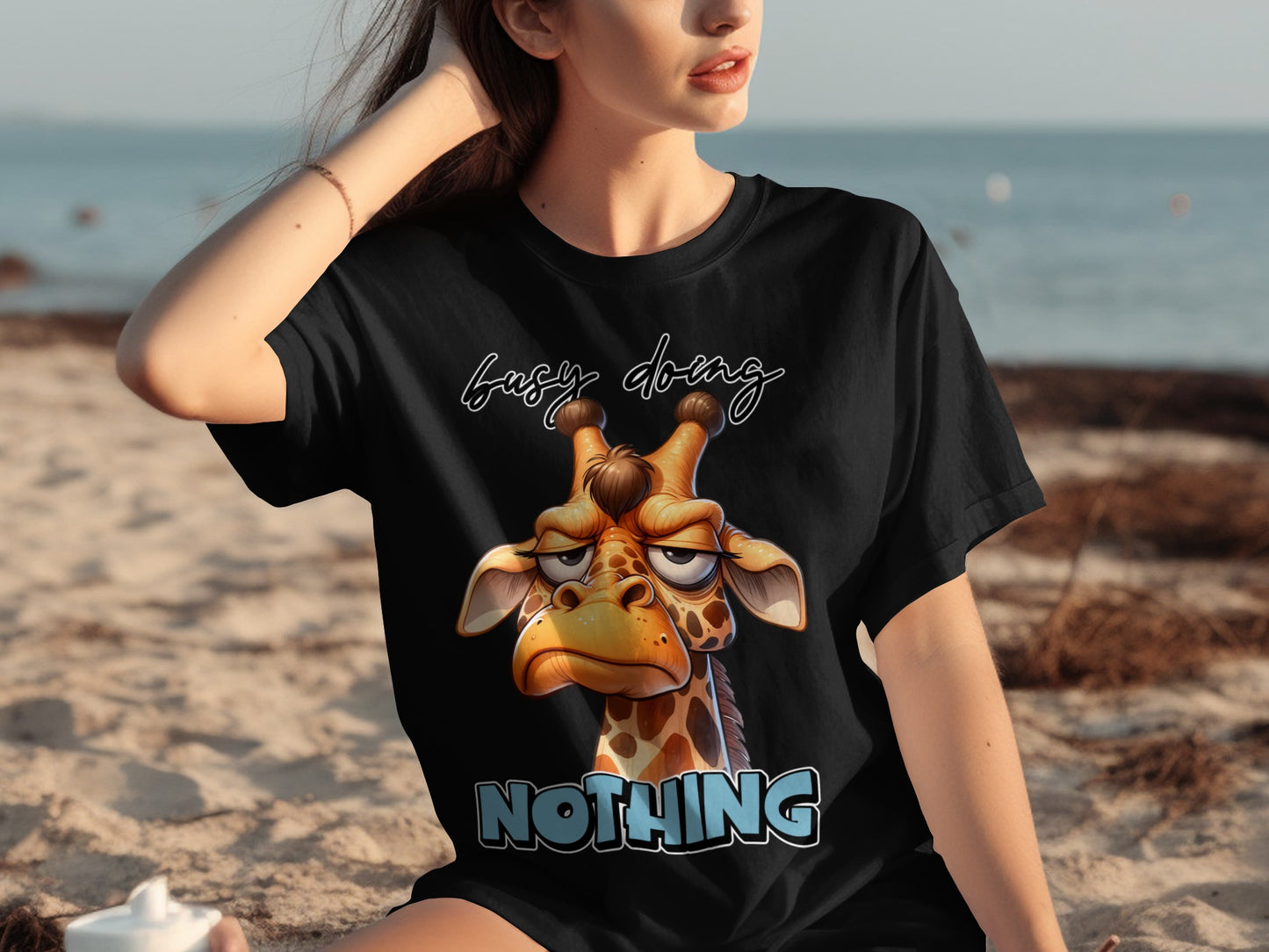 Busy Doing Nothing Giraffe Graphic T-shirt