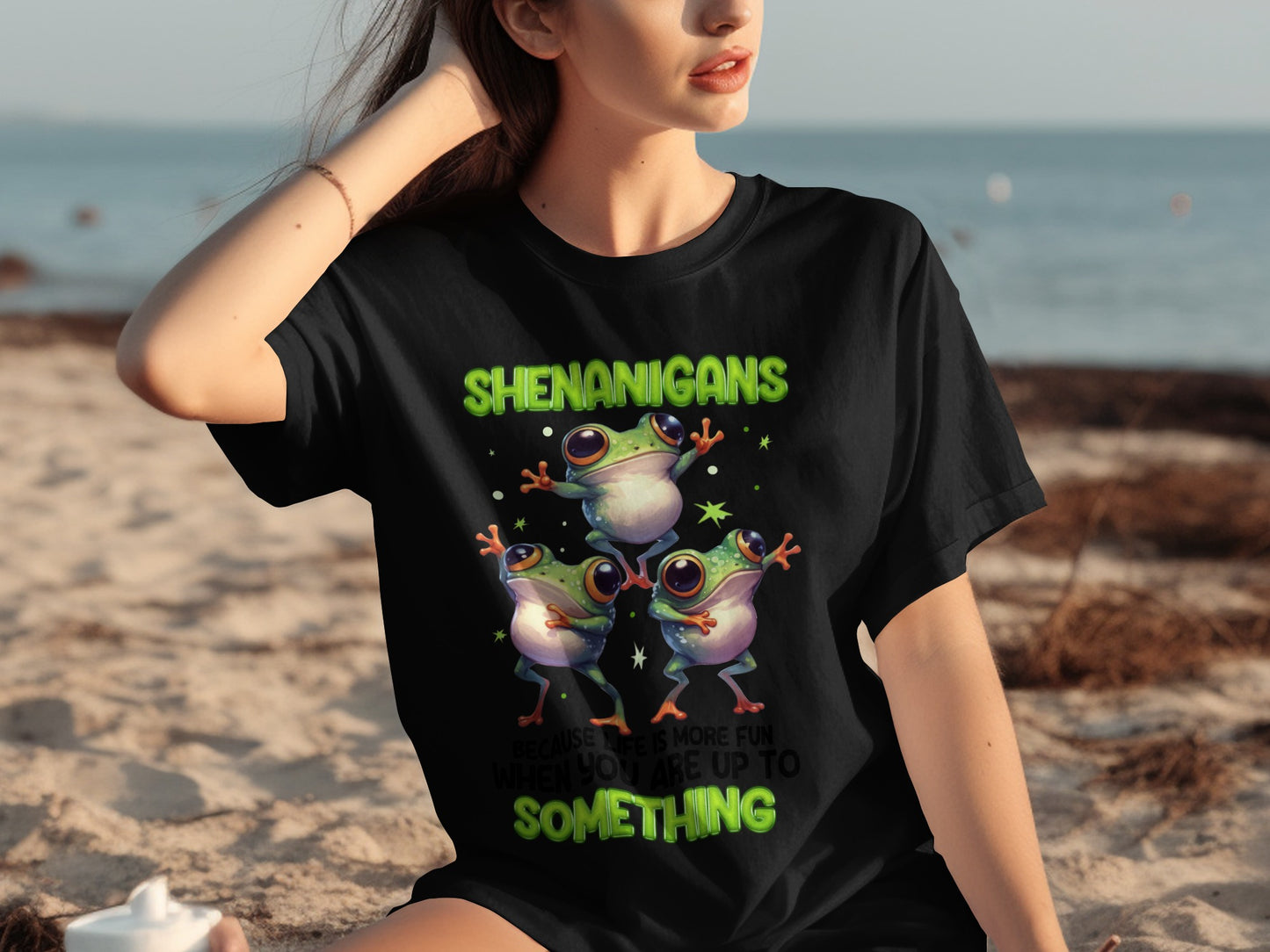 Shenanigans Frogs Fun Graphic Tee Shirt Product