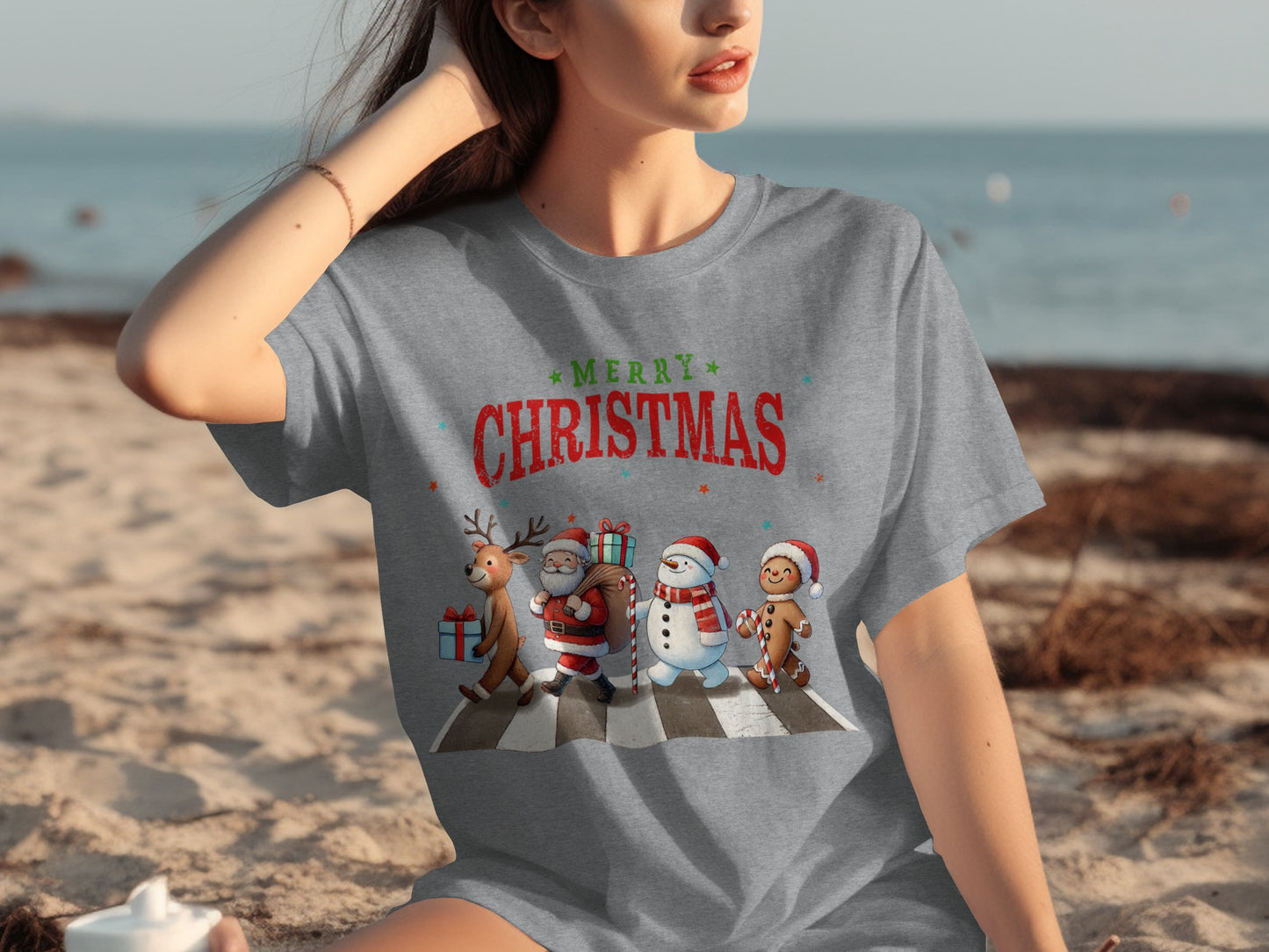 Merry Christmas Characters Walking T-Shirt