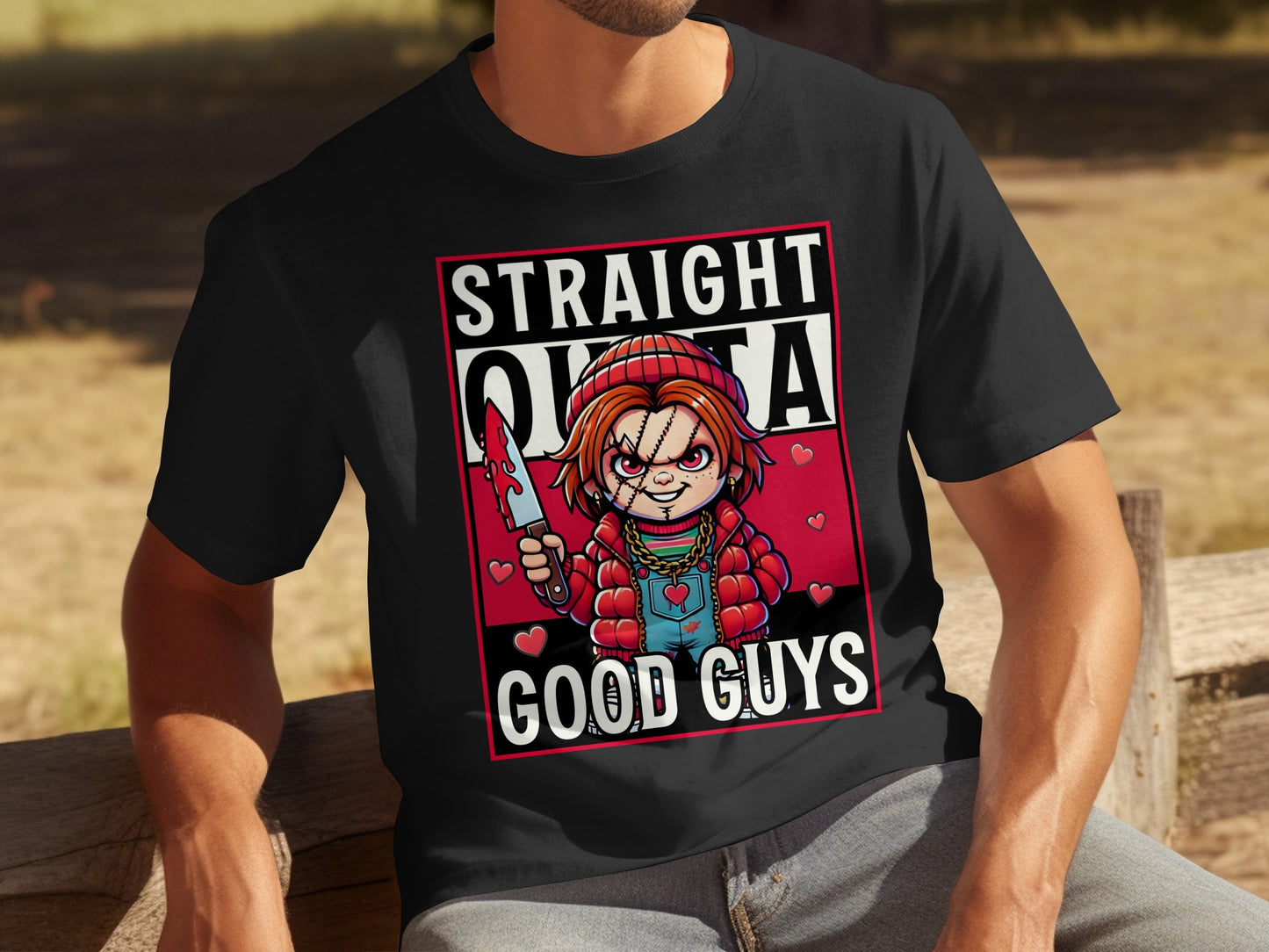 Straight Outta Good Guys Chucky T-shirt graphic