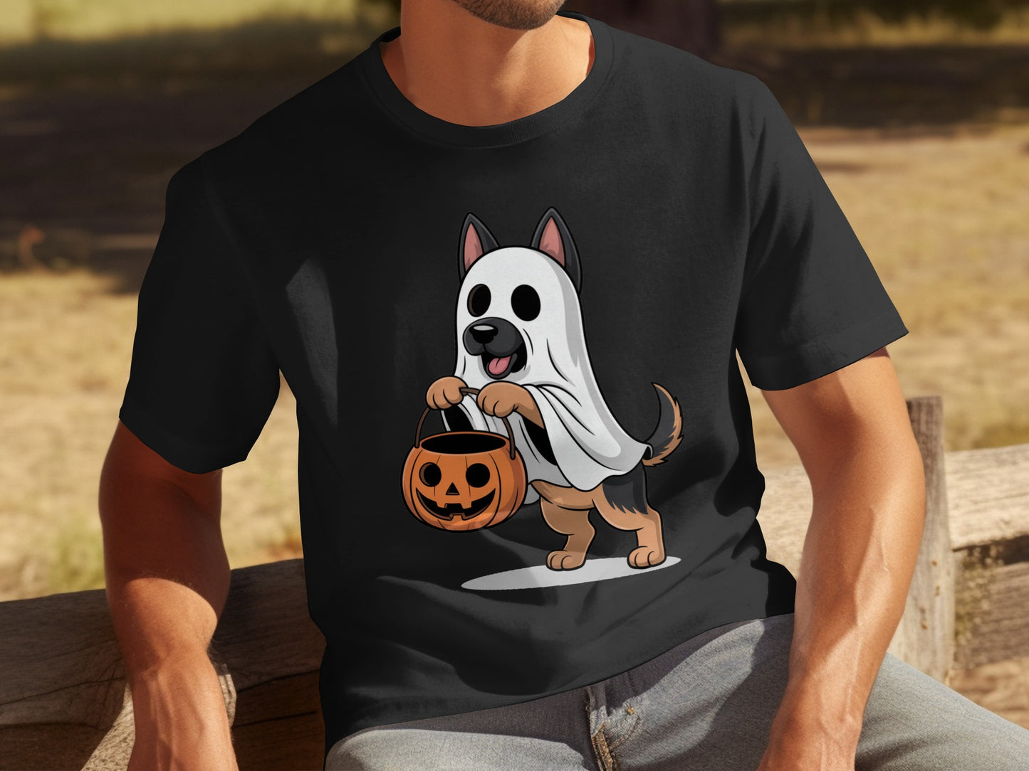 Cute Dog in Halloween Ghost Costume T-shirt
