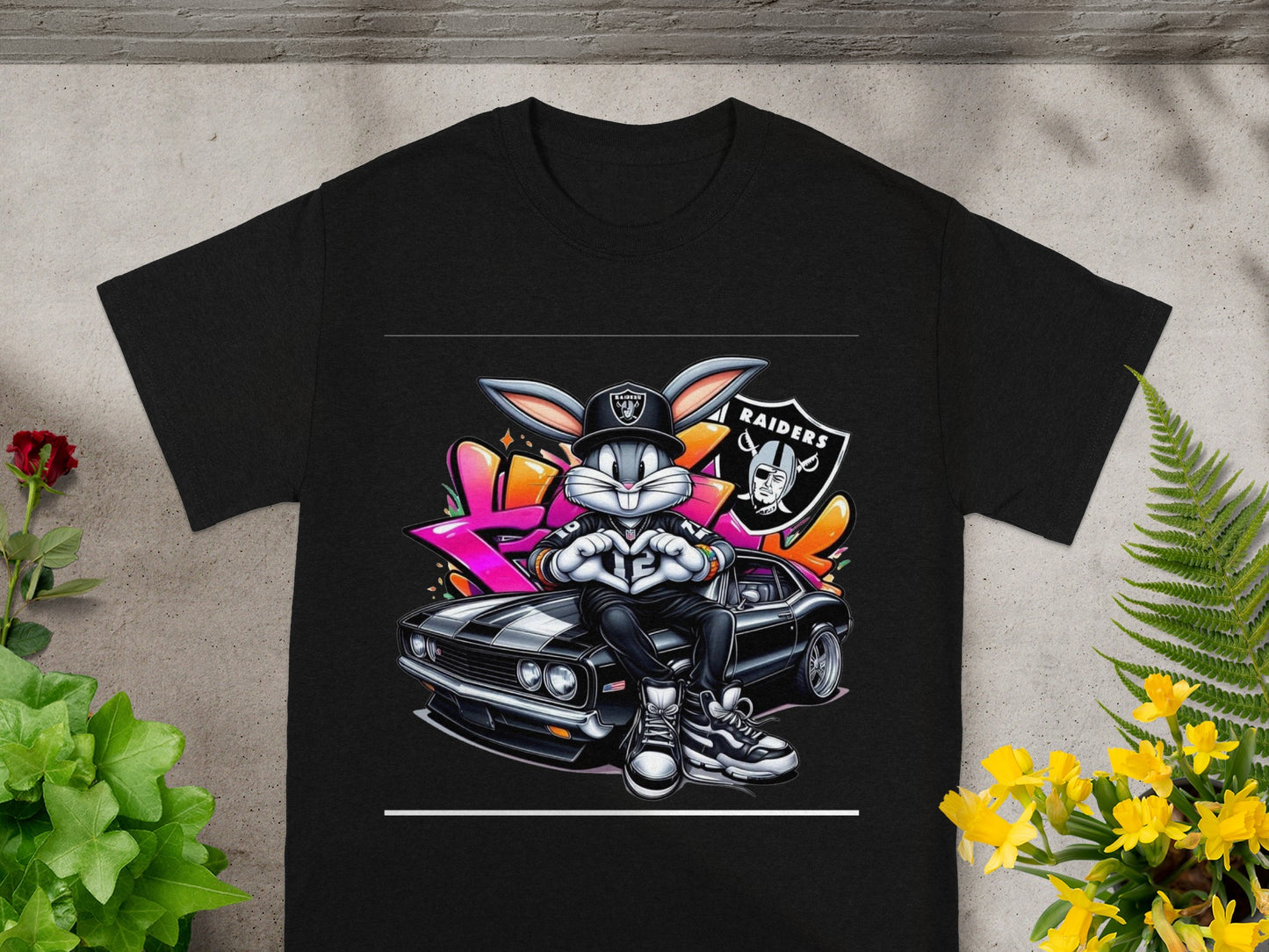 Bugs Bunny Raiders Graffiti Design Graphic T-Shirt