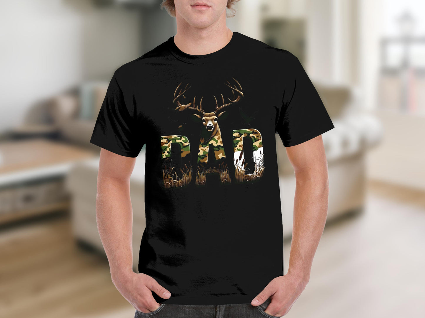 Camouflage Deer Dad Graphic Outdoor T-shirt
