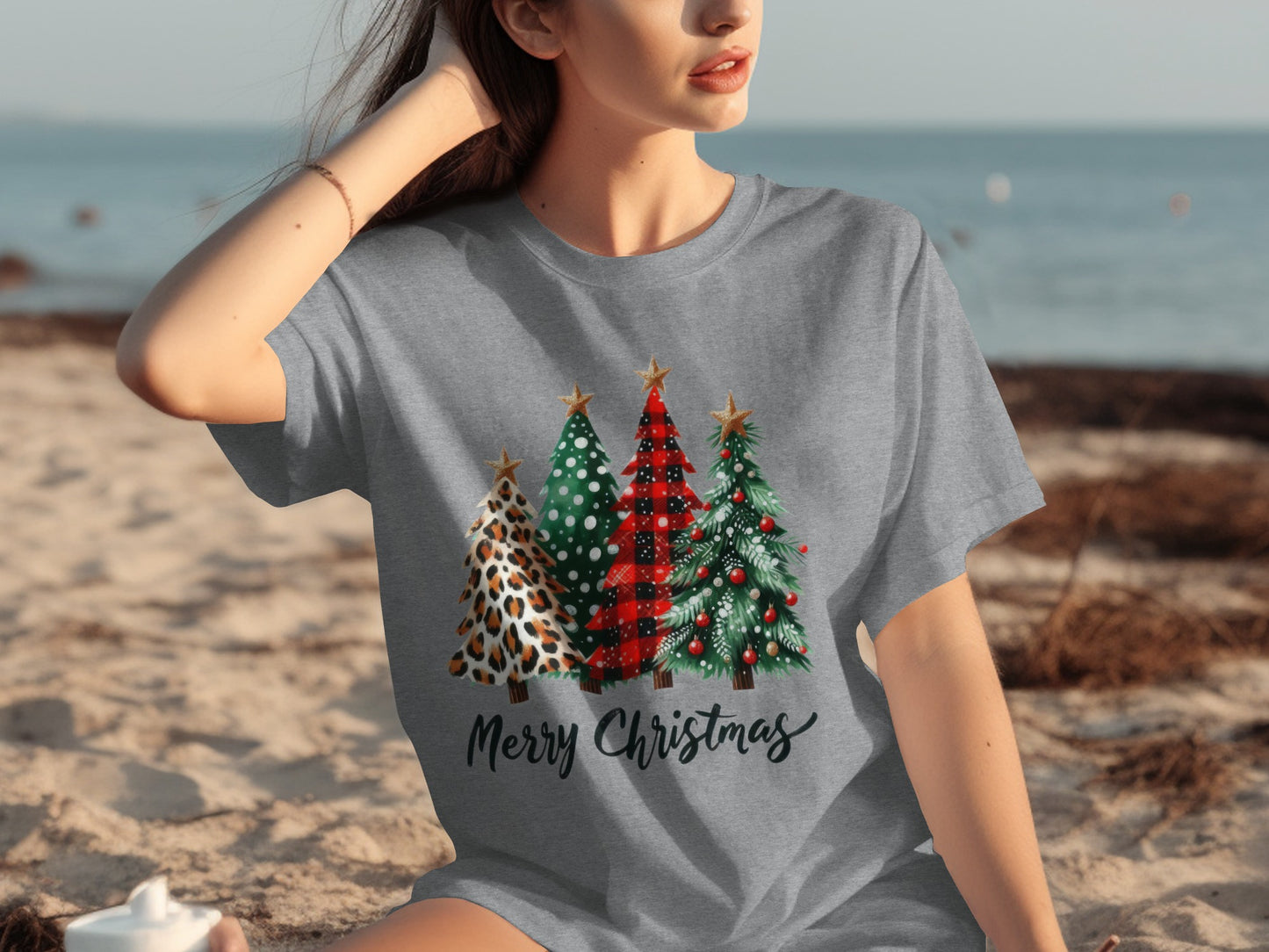 Festive Leopard Plaid Polka Dot Christmas Trees Shirt