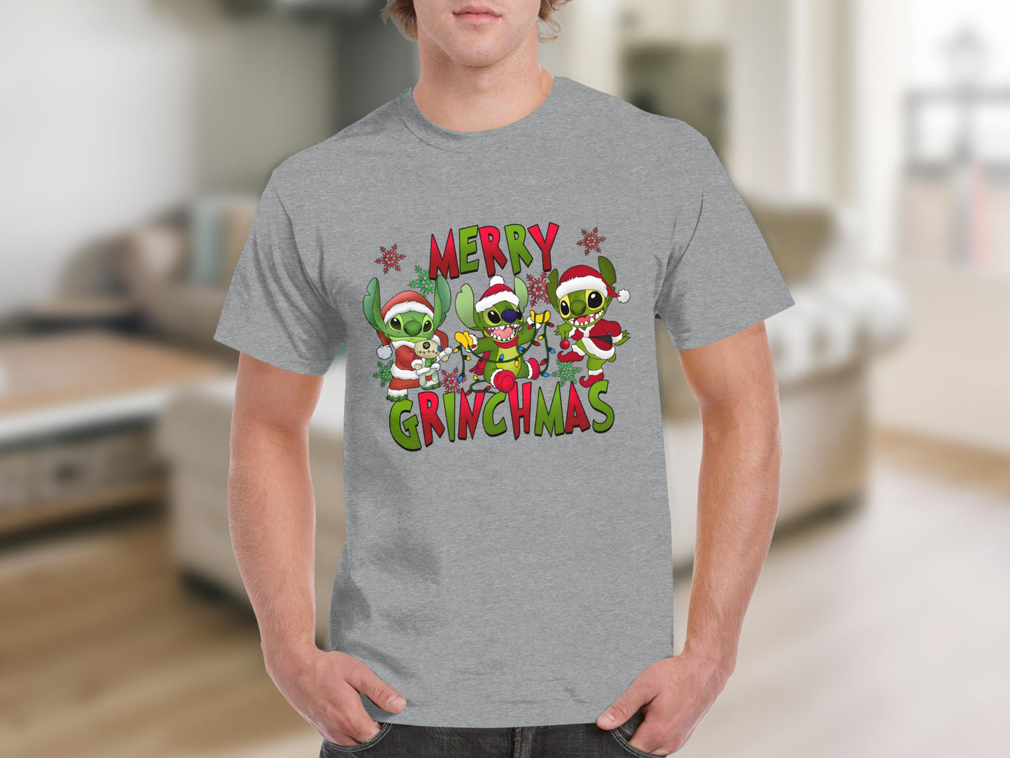 Funny Merry Grinchmas Holiday Grey T-Shirt Product