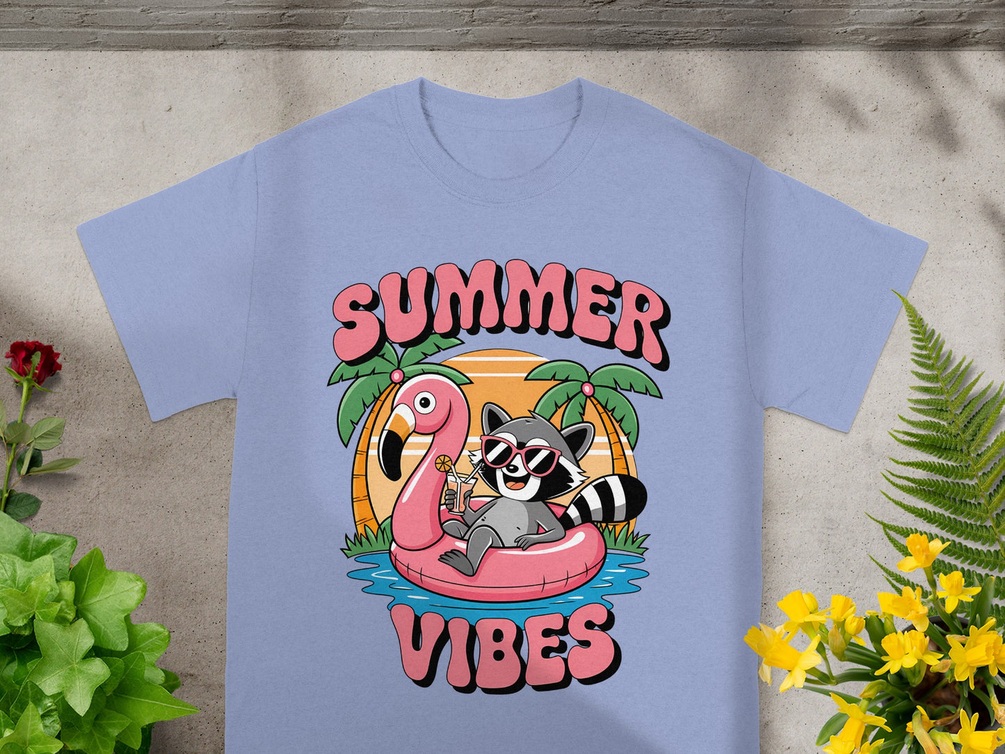 Tropical Raccoon Summer Vibes T-Shirt