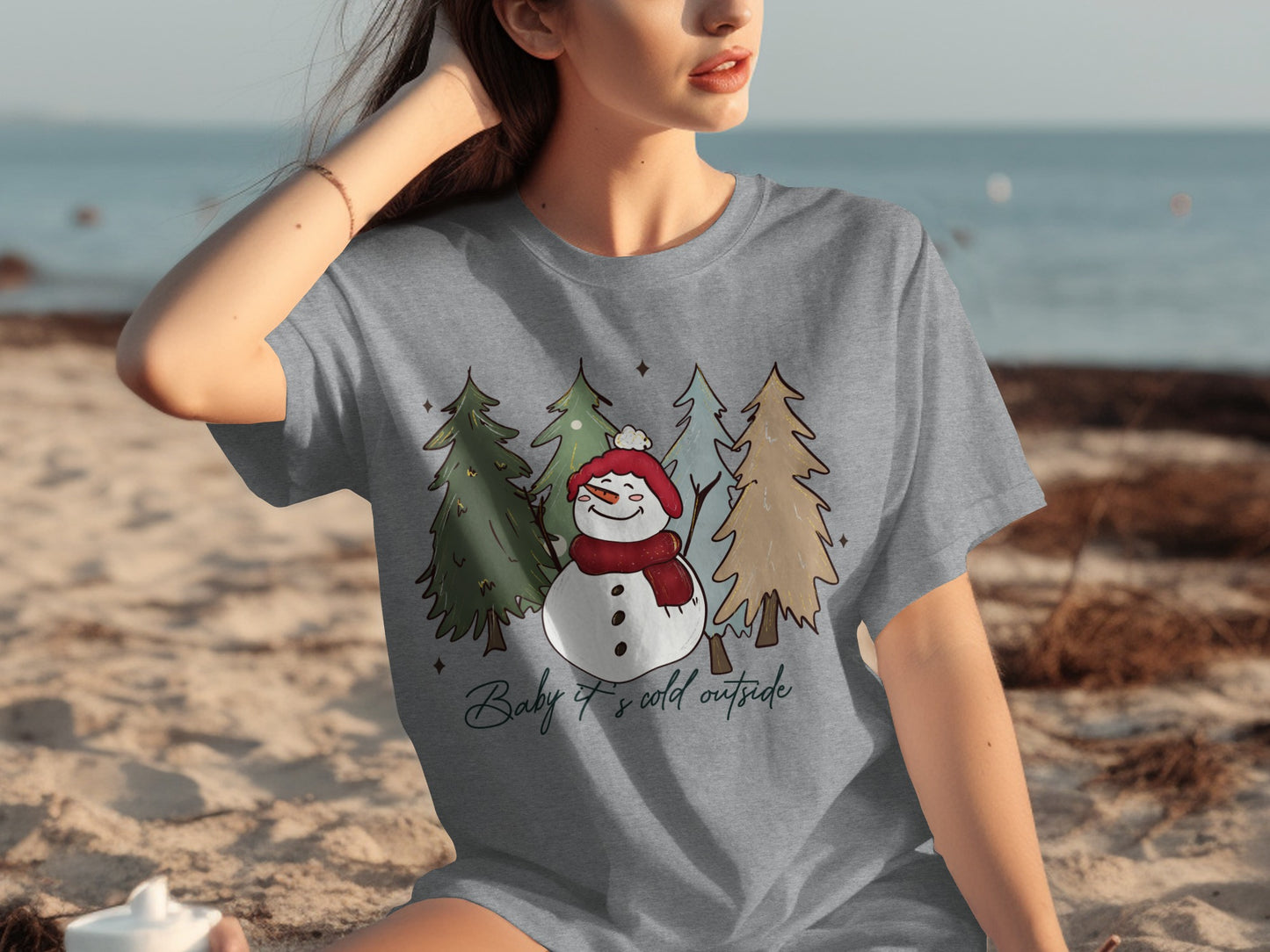 Baby It's Cold Outside Snowman and Trees Shirt