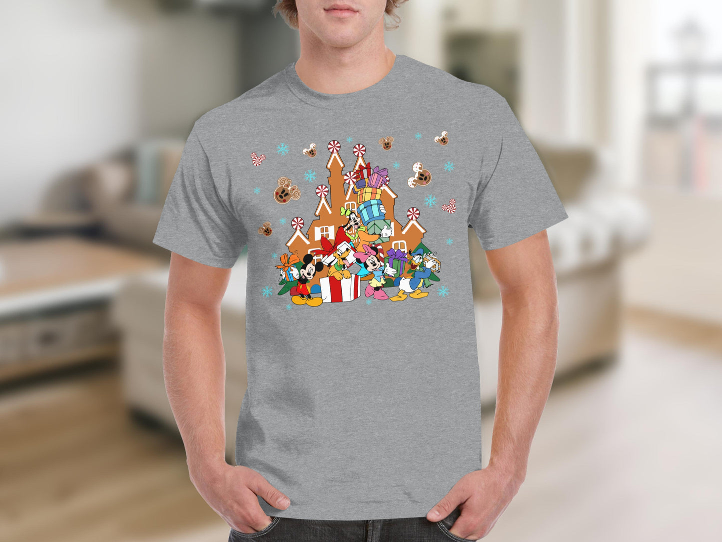Disney Characters Gingerbread House Festive Tee
