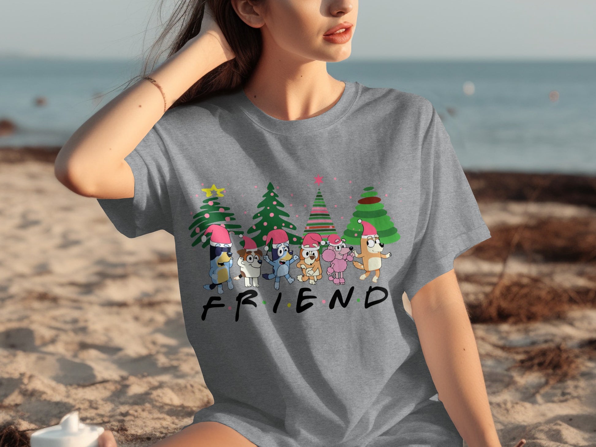 Cute Cartoon Friend Characters Christmas T-Shirt