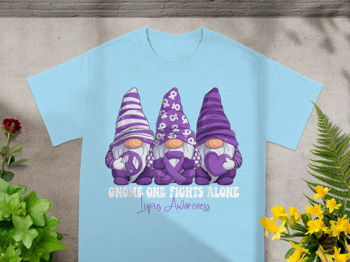 Gnome One Fights Alone Lupus Awareness T-Shirt