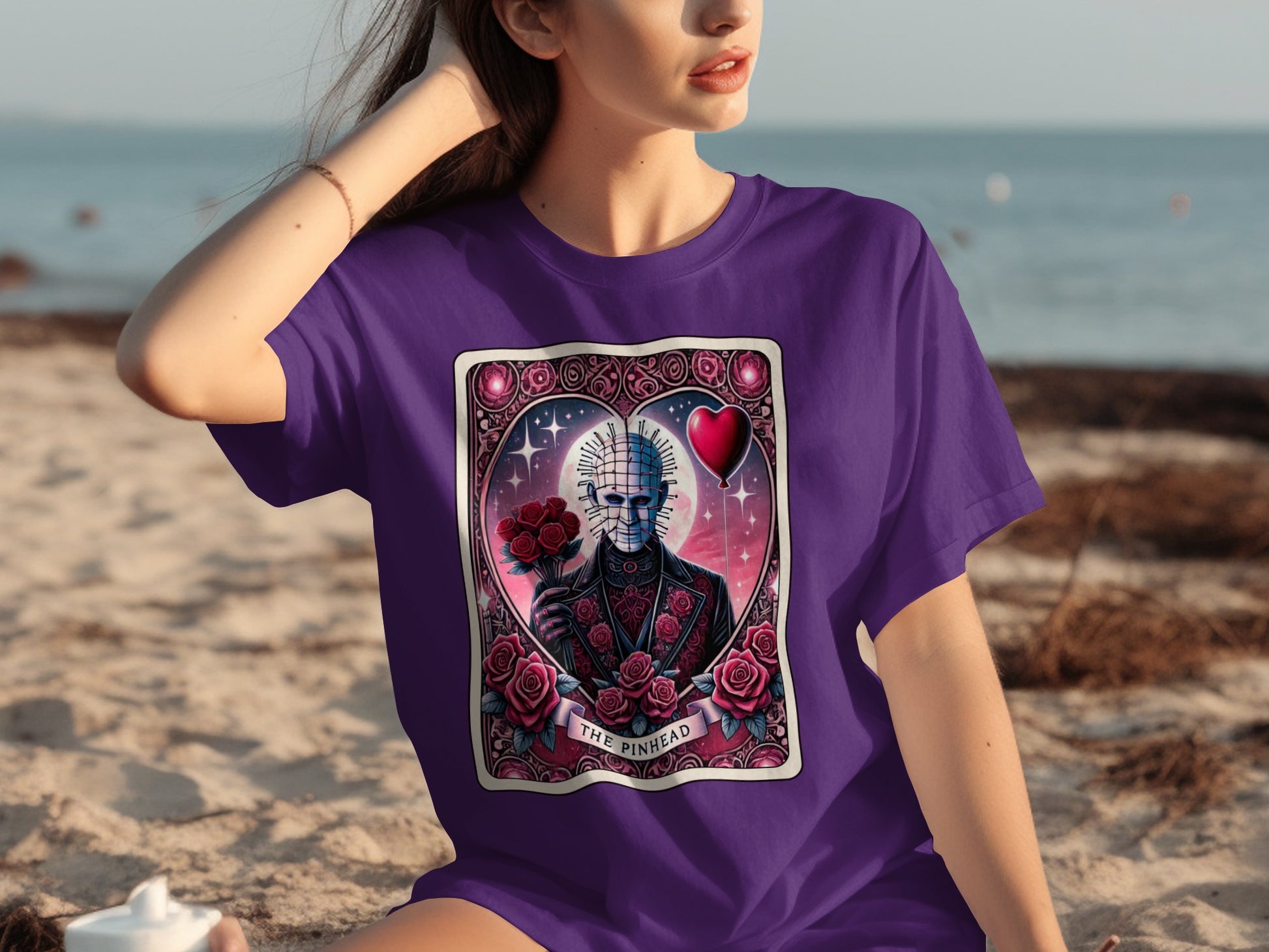 The Pinhead Roses and Heart Graphic Design T-Shirt