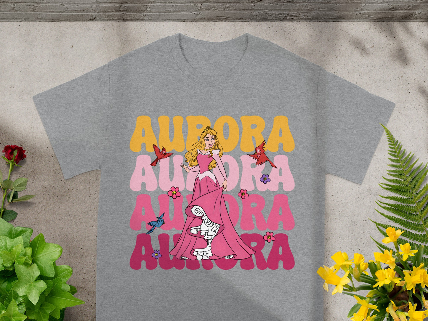 Aurora t-shirt featuring Princess Aurora illustration and text.
