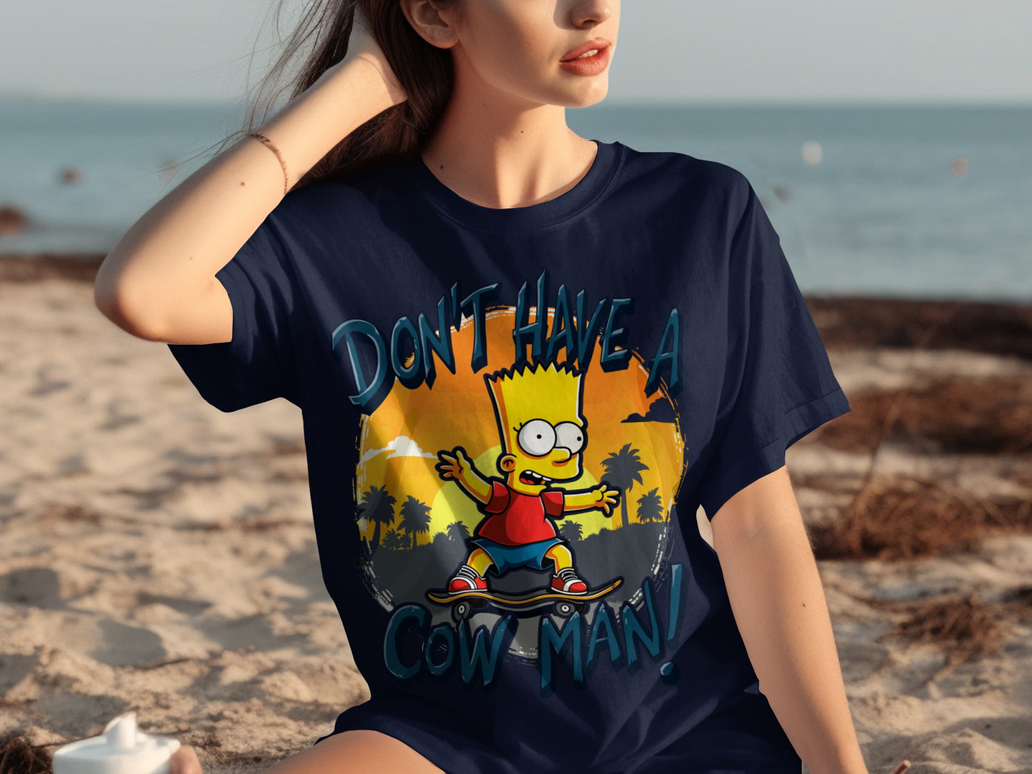 Don't Have a Cow Man Skateboarding Bart Simpson Shirt