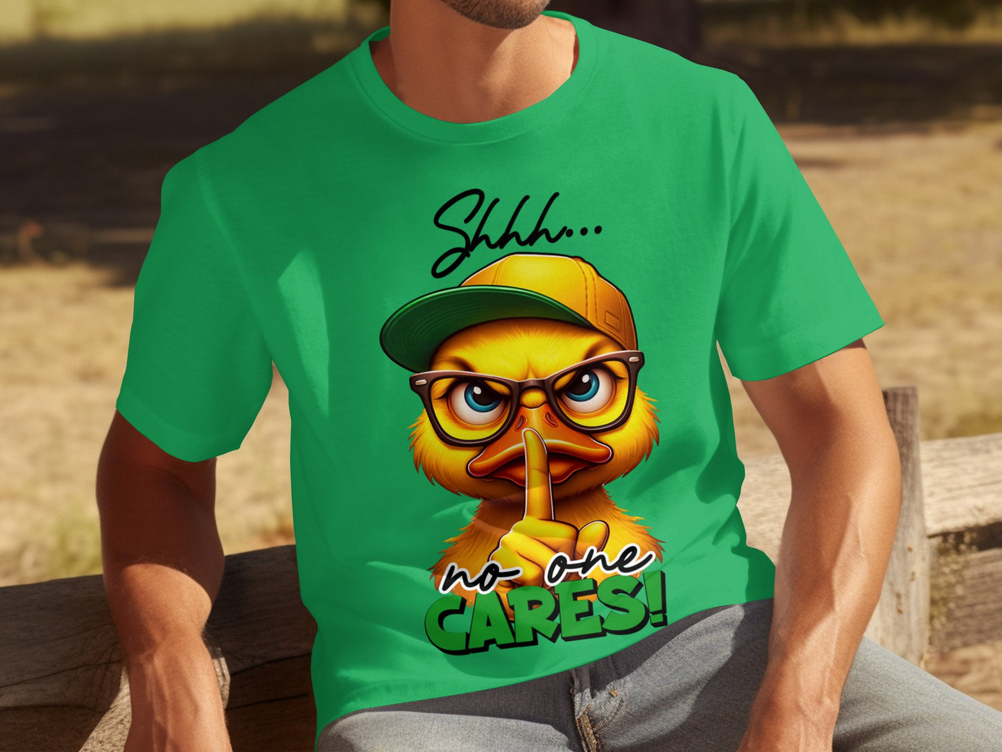 Shhh No One Cares Funny Duck T-Shirt Graphic Tee