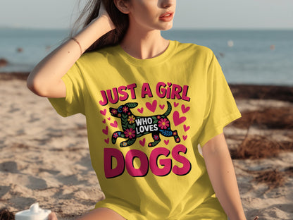 Just a Girl Who Loves Dogs Colorful T-Shirt