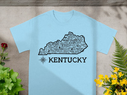 Kentucky State Map Design T-Shirt for Men and Women