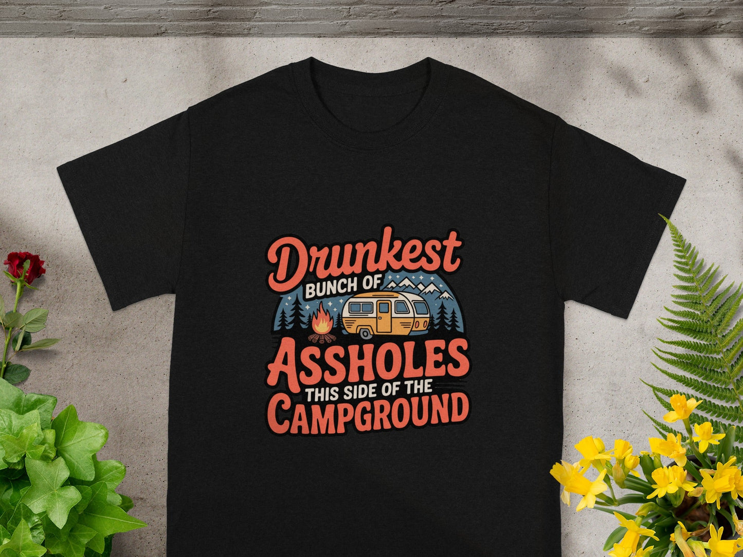 Drunkest Bunch of Assholes Camping Graphic T-shirt