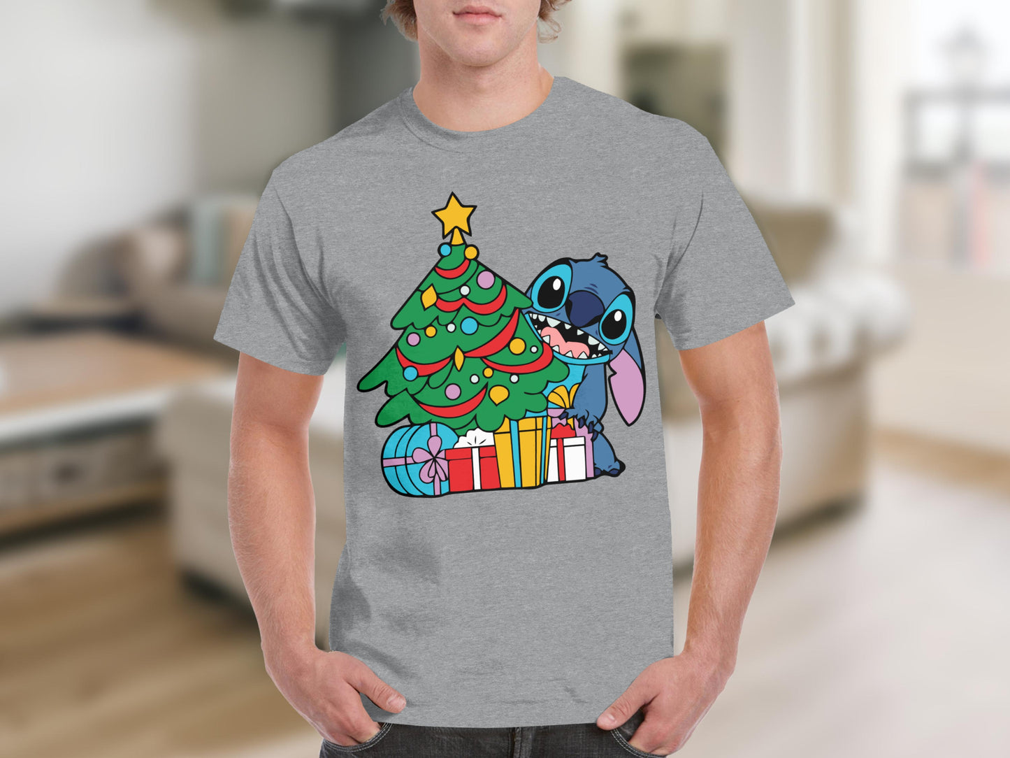 Lively Holiday Character with Christmas Tree Shirt