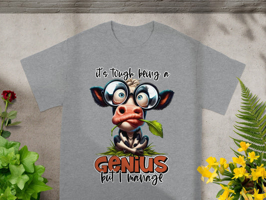 It's Tough Being a Genius Funny Cow T-Shirt