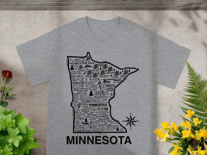 Minnesota State Map Graphic Design T-shirt Product