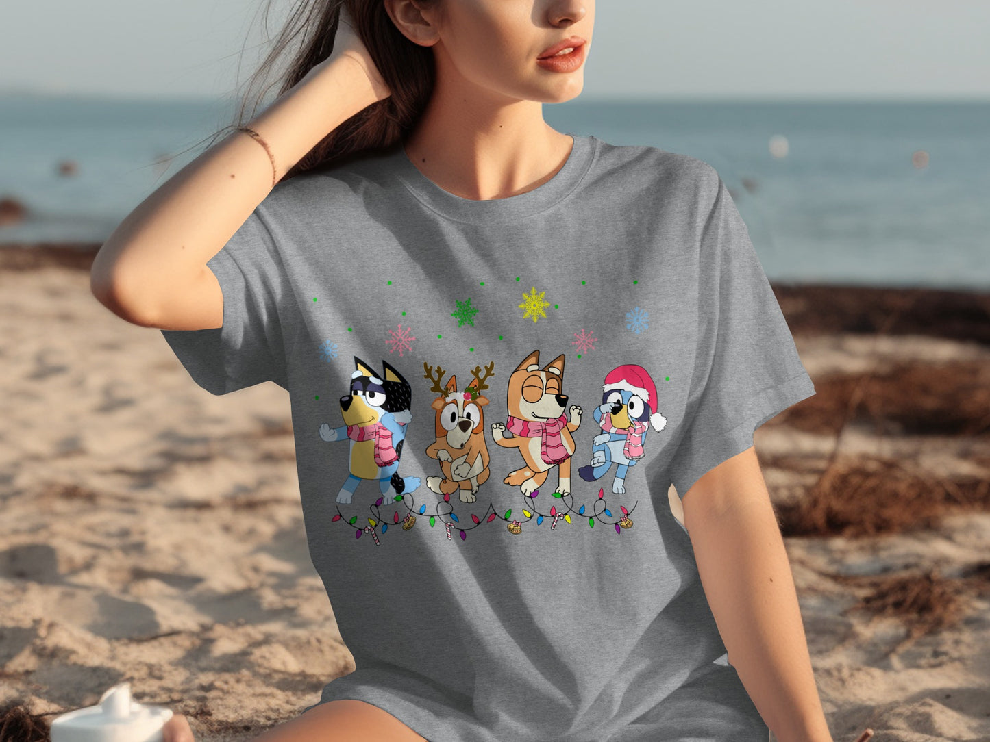Festive Cartoon Characters Holiday Graphic Tee