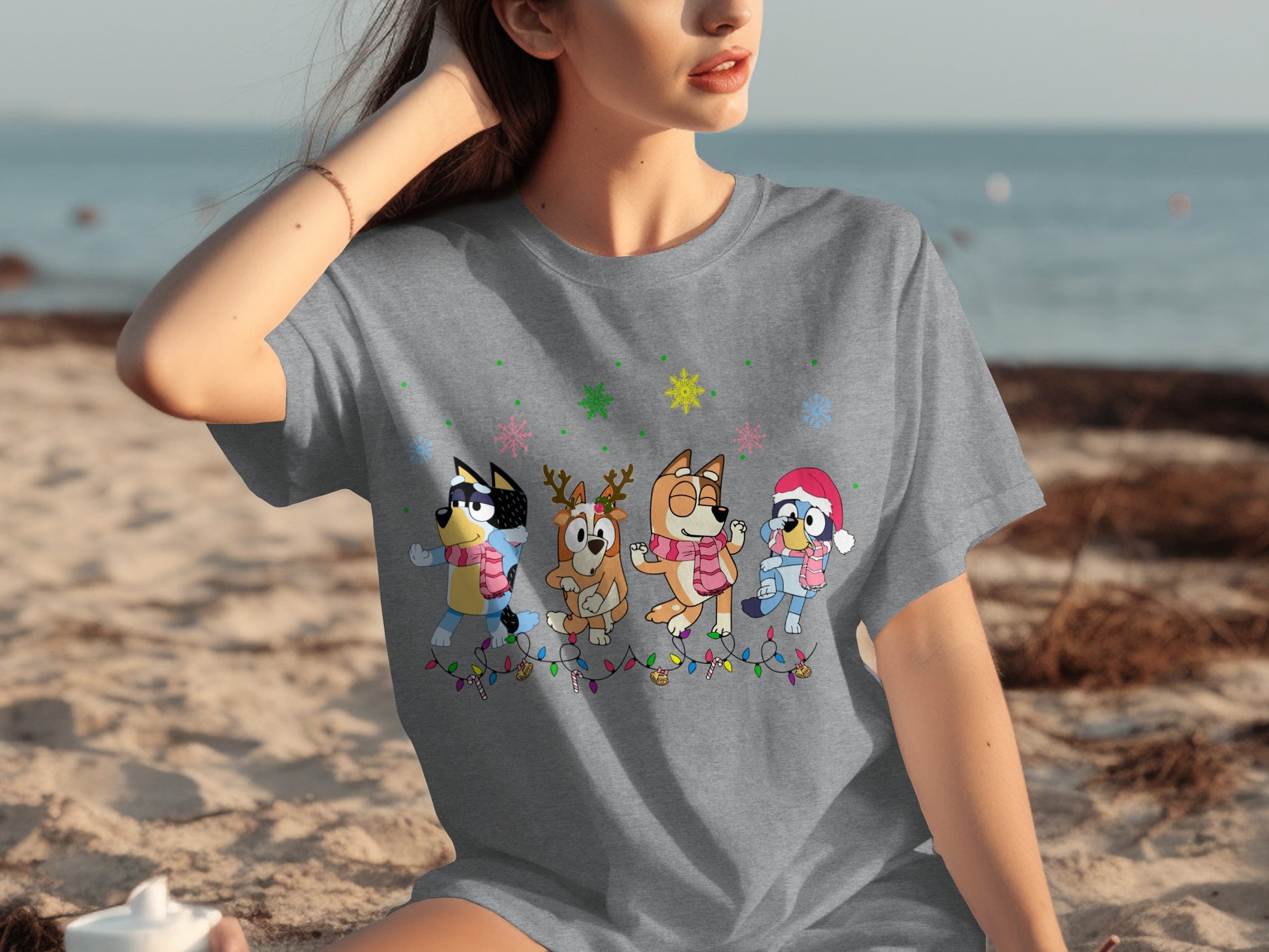 Festive Cartoon Characters Holiday Graphic Tee
