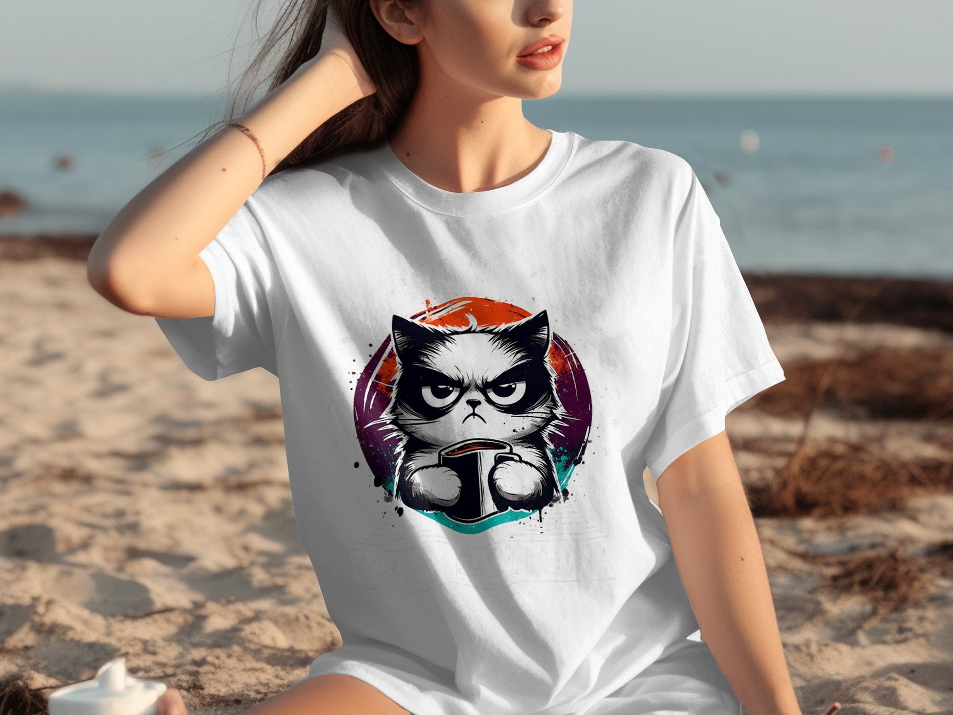 Vintage Grumpy Cat Artistic T-Shirt Design for Sale
