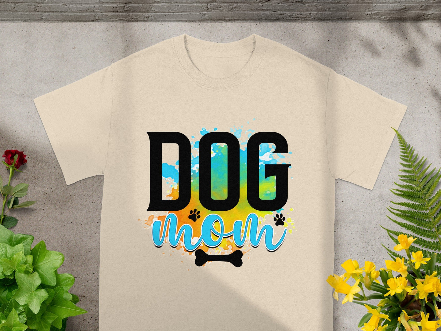 Colorful Dog Mom Graphic T-Shirt for Pet Lovers