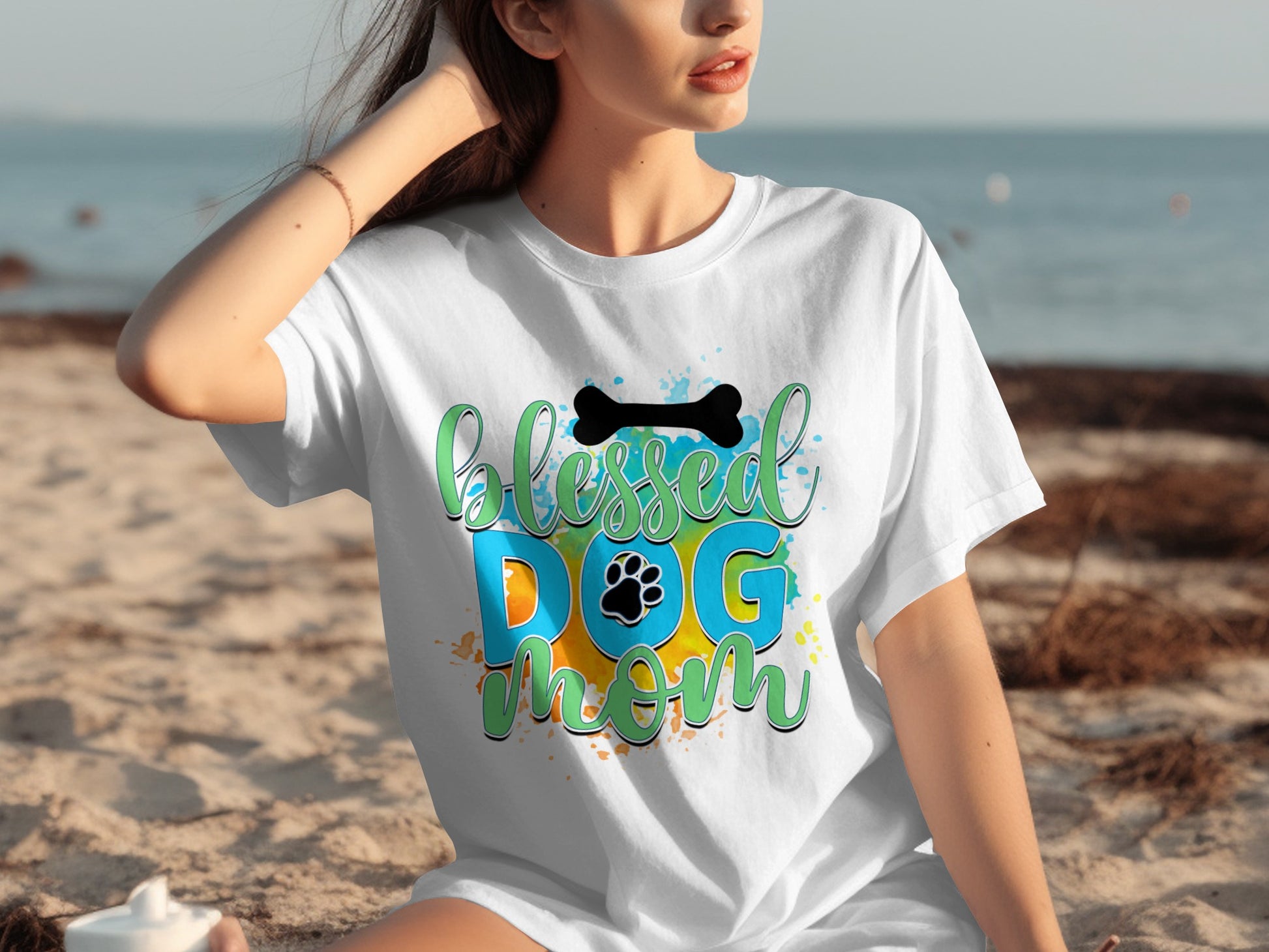 Blessed Dog Mom Colorful Print T-Shirt