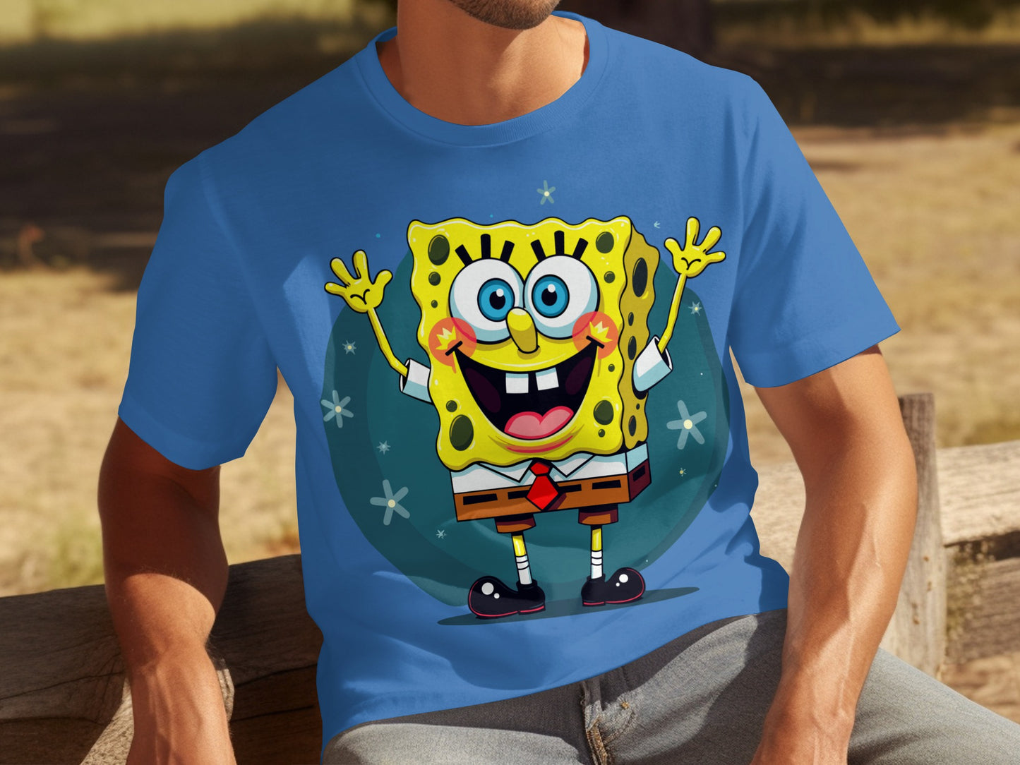 Fun Blue SpongeBob SquarePants Design T-Shirt